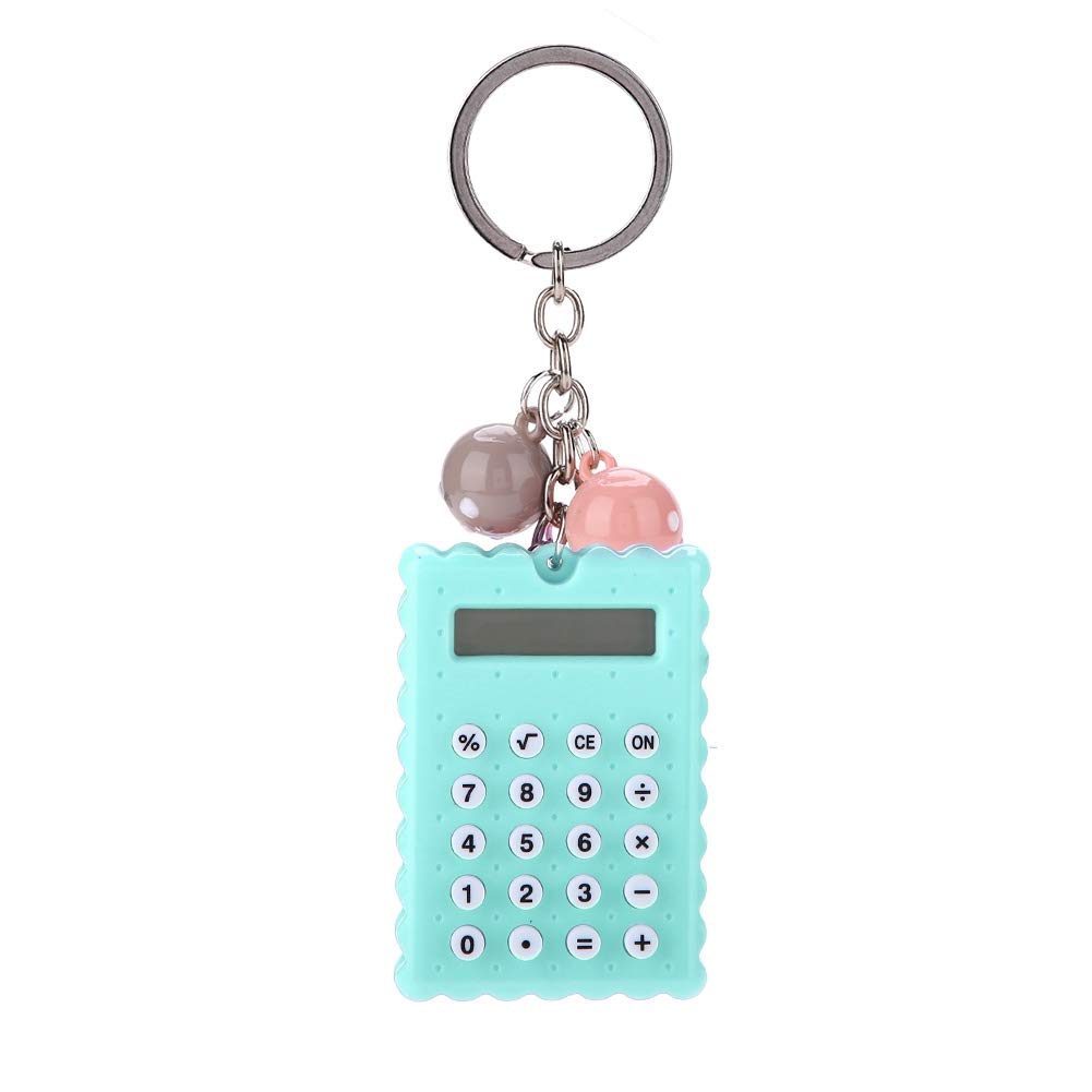 Wendry Mini Calculator - Portable Keychain Design, Cute Cookies Keychain in Candy Green Color - Perfect for School, Office, Travel & Shopping Budgeting