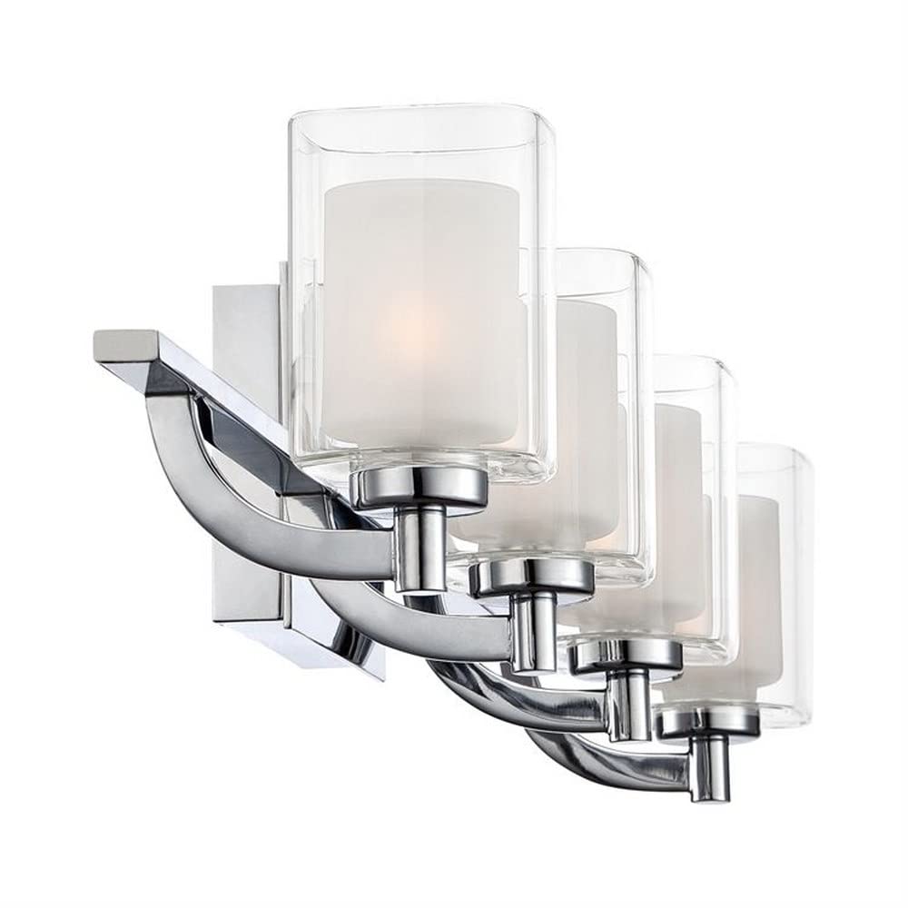 4-Light Transitional Extra Large Vanity Light Fixture - Damp Location Approved - Polished Chrome Finish - Bathroom Lighting for Modern Homes - Perfect for Master Bath, Powder Room & Spa-Like Retreats