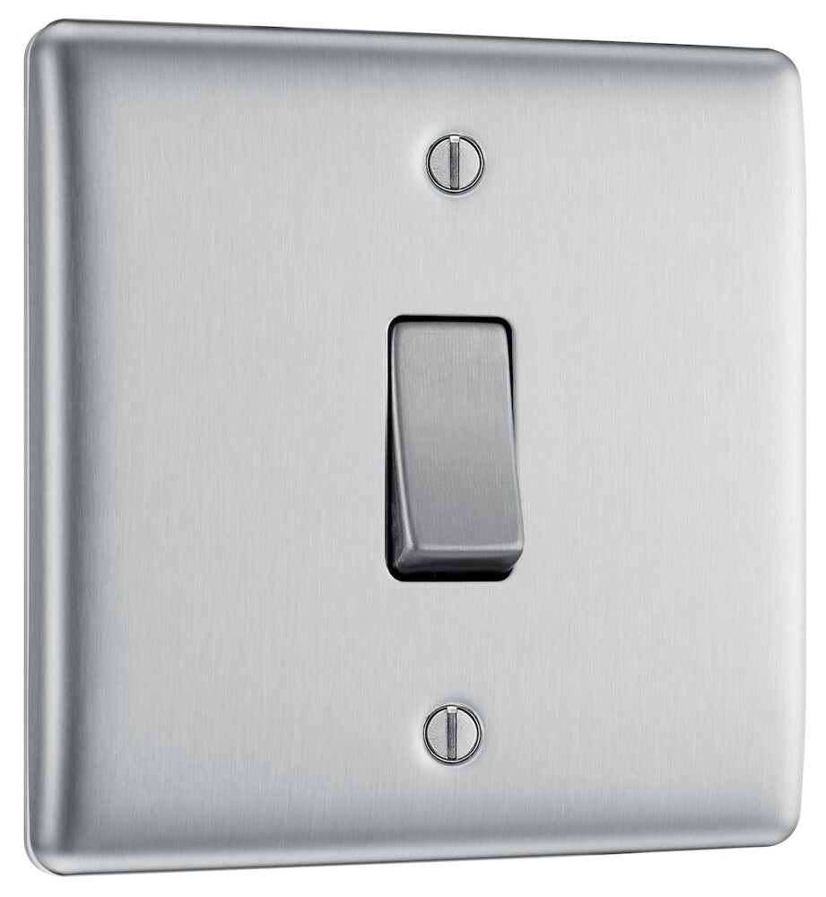 BG Nexus 20A Double Pole Switch - Brushed Steel NBS30 - Heavy Duty Electrical Switch for Home and Commercial Use