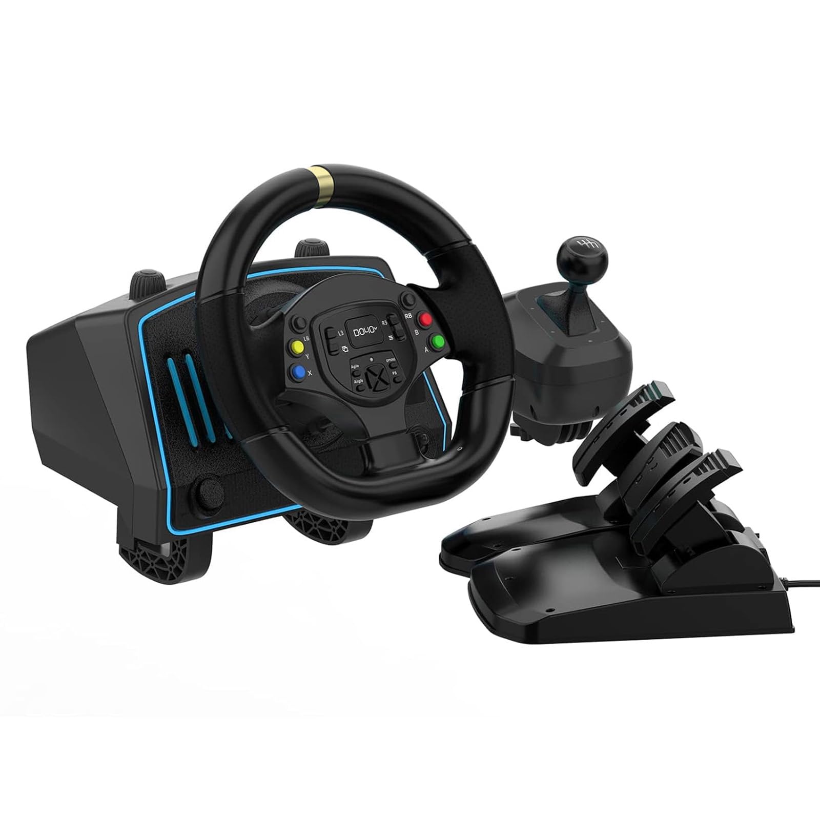 DOYO 1080° Gaming Racing Wheel with Pedals & Shifter - Xbox Steering Wheel with Paddle Shifters for PC, PS4, PS5, Xbox One/Series X/S/360, PS3, Nintendo Switch (Black) | Perfect for Racing Simulators, Drifting & Professional Gaming Setups