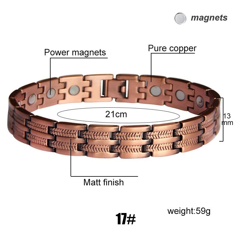 Men's Magnetic Health Bracelet - Pure Copper Energy Bracelet with Blood Pressure Magnets | Pain Relief & Improved Circulation | Perfect for Fitness, Work & Daily Wear