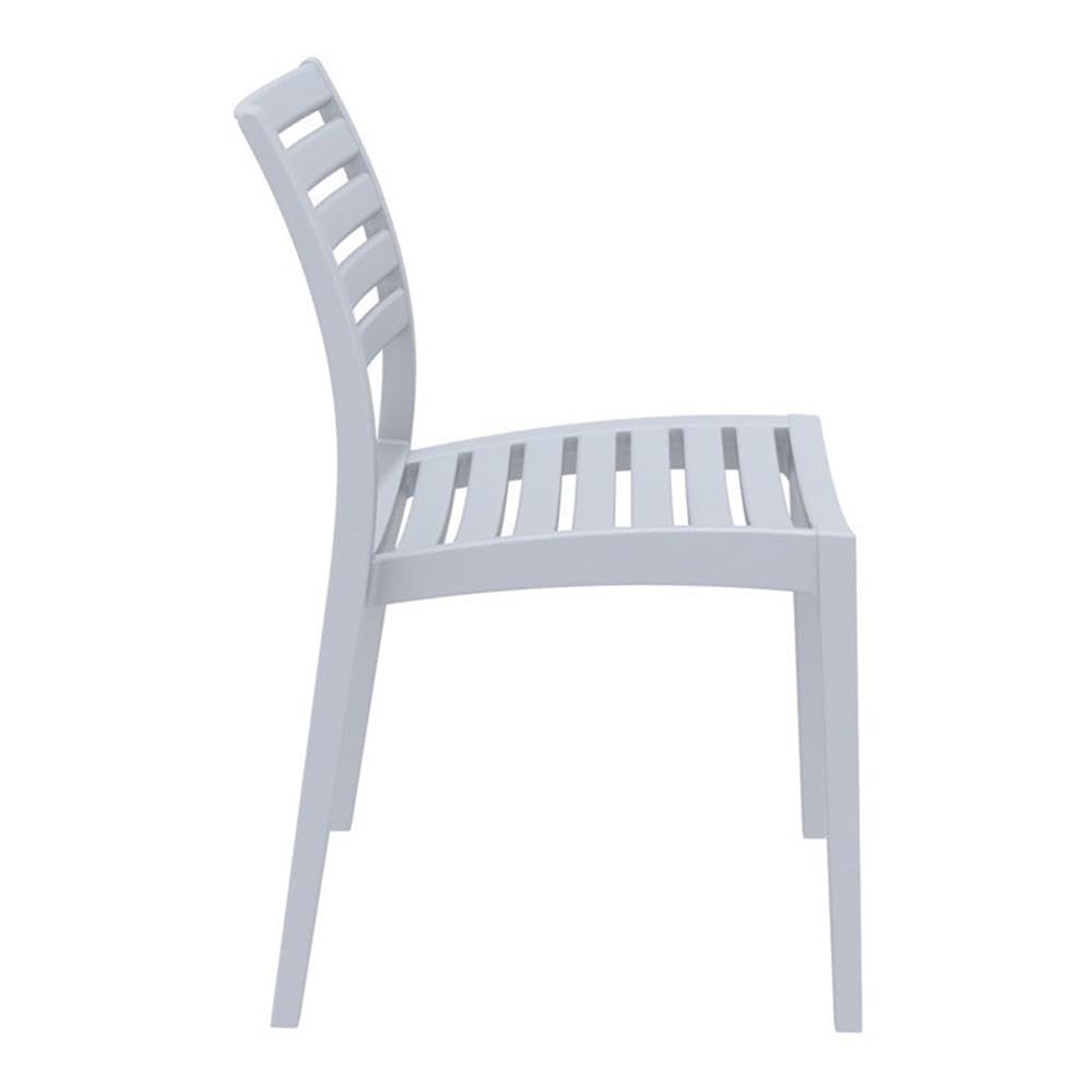 Compamia Ares Outdoor Patio Dining Chairs - Silver Gray Set of 2 - Weather-Resistant Metal Garden Chairs for Backyard, Poolside & Restaurant Use