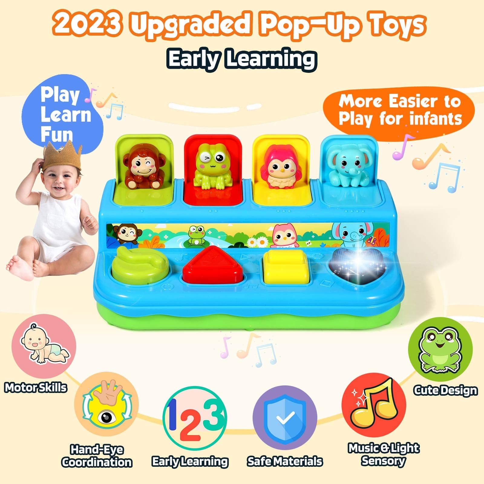 Best Pop Up Toys for Babies 6-18 Months - Musical Light-Up Learning Toys for Toddlers 1-3 Years | Early Childhood Development Cause & Effect Toys | Perfect Gift for Boys & Girls | Playtime, Sensory Stimulation & Motor Skills Development