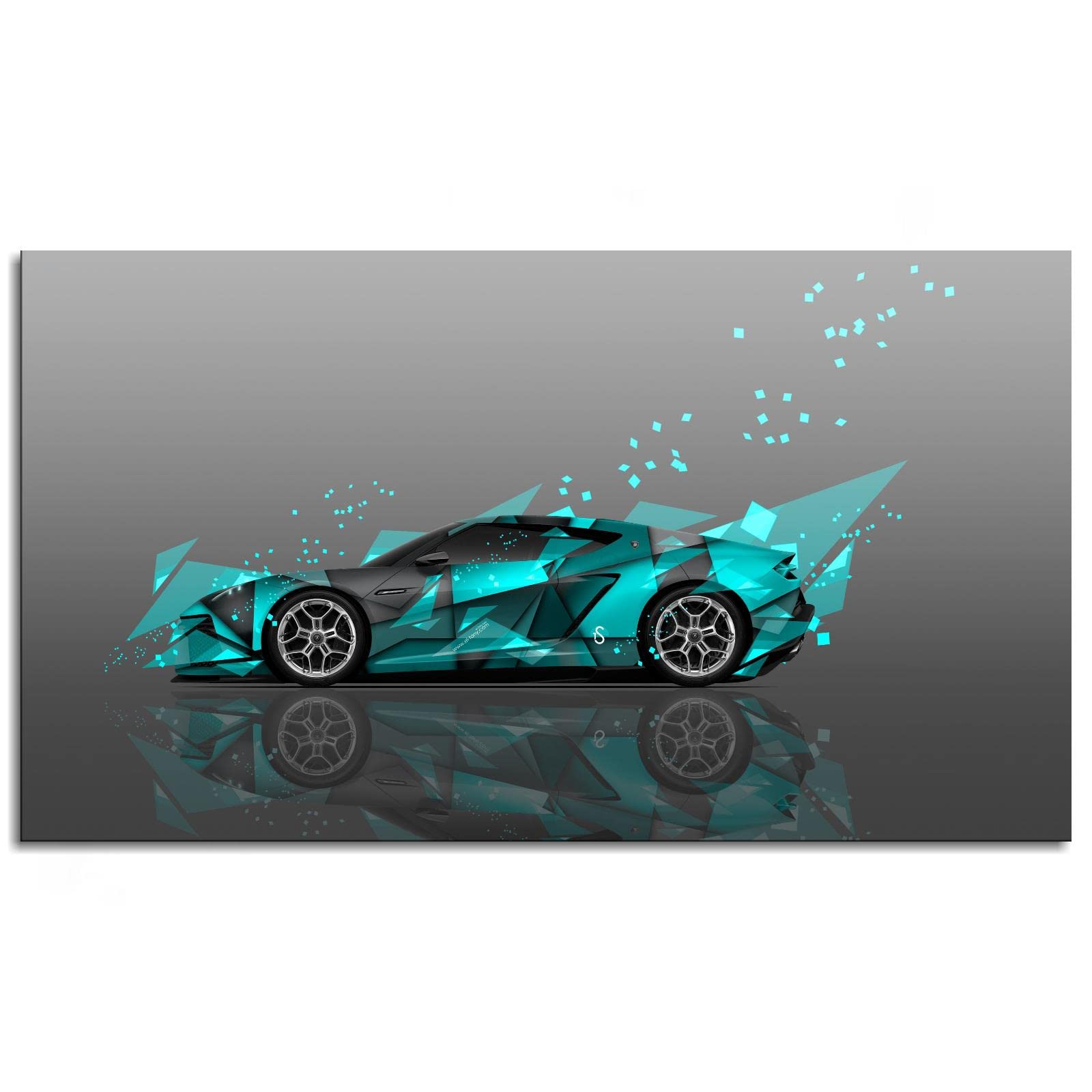 Lamborghini Sesto Elemento Abstract Art Canvas Print - Modern Wall Decor for Home & Office - Unframed 13x8 Inches Poster - Perfect for Living Room, Bedroom, or Man Cave Decoration
