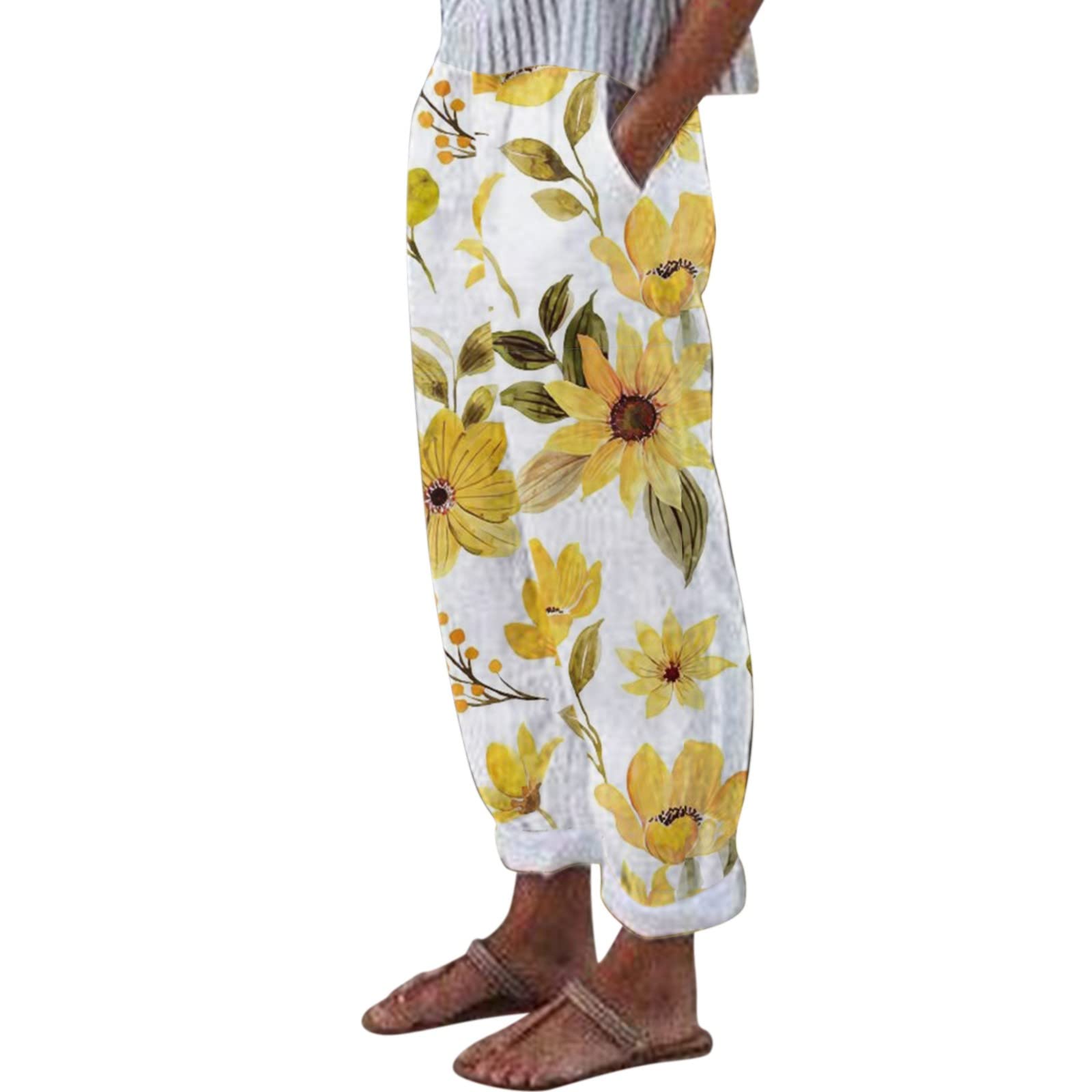 QCMGMG Women's Printed Pencil Pants - High Waisted Summer Trousers for Office, Casual & Business Wear | Fashionable Slim Fit Work Pants for Women