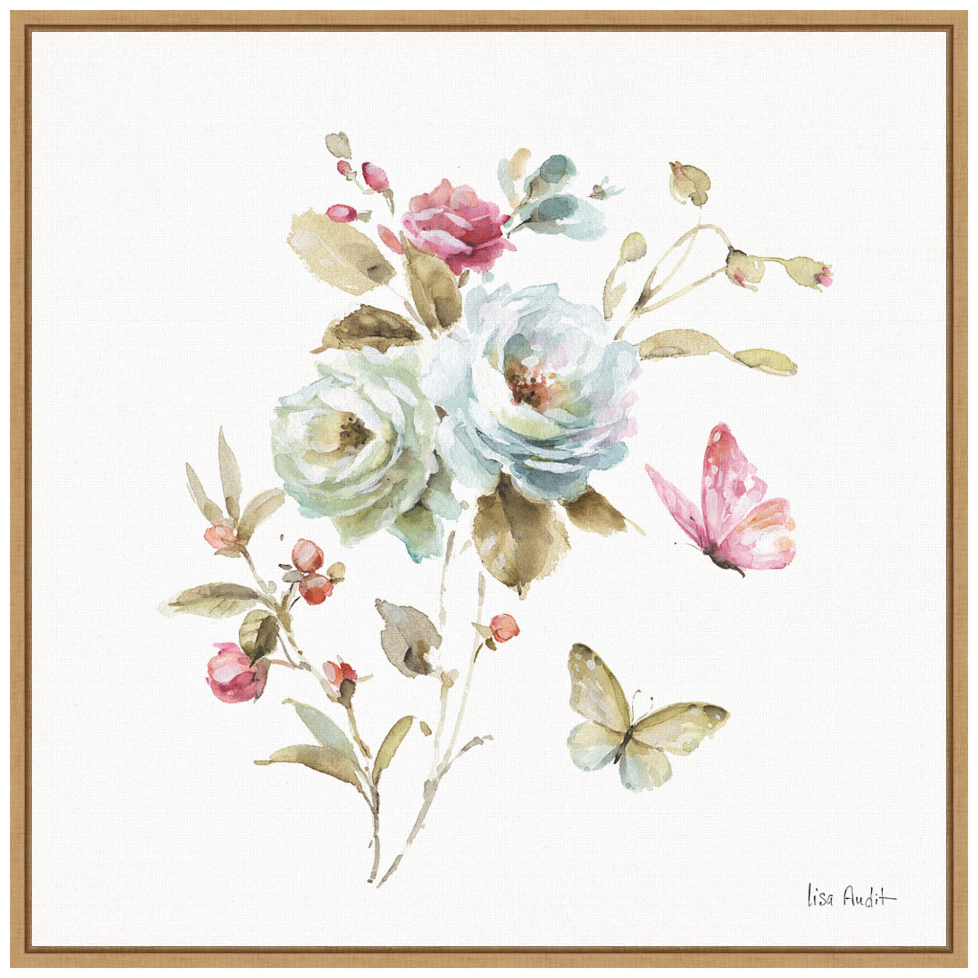 Amanti Art Framed Canvas Wall Art Print - Beautiful Romance VIII by Lisa Audit, 22x22 Inches, Sylvie Maple Frame - Perfect for Living Room, Bedroom & Office Decor