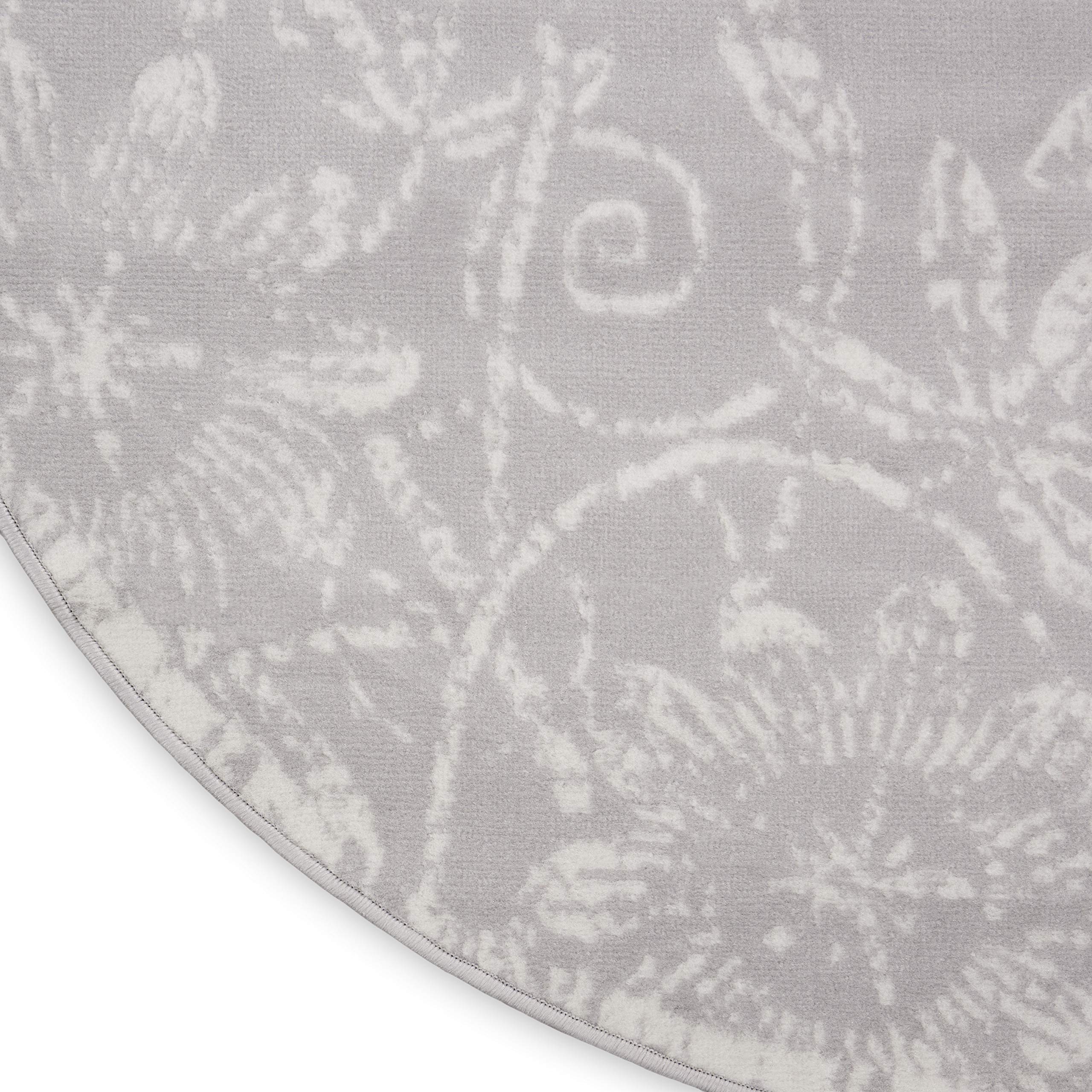Nourison Whimsicle Floral Grey 8' Round Area Rug - Non-Shedding, Easy to Clean, Soft & Durable - Perfect for Bedroom, Living Room, Dining Room & Kitchen Decor (8ft Round)