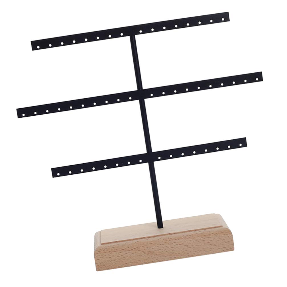 TOPBATHY 52 Hole Iron Earrings Display Stand - Jewelry Organizer for Dangle & Drop Earrings, Black Ring Holder with Shelving Brackets - Perfect for Boutique, Retail Store & Home Jewelry Organization