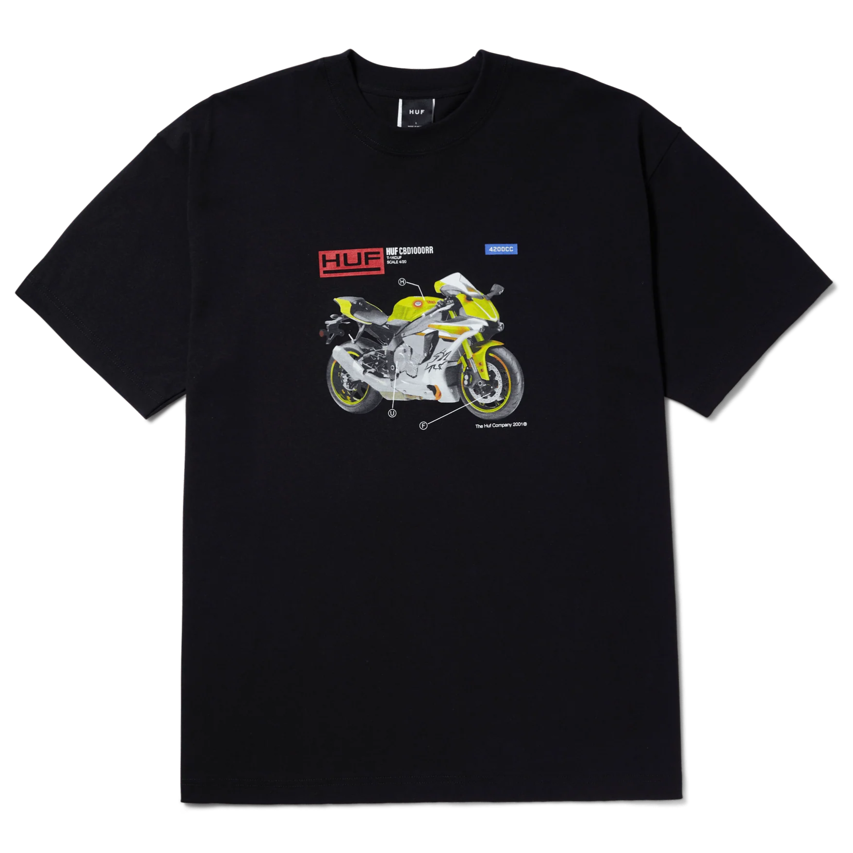 Huf 420 CC Graphic T-Shirt for Men - Black Cotton Short Sleeve Tee - Streetwear & Skate Style for Casual Wear