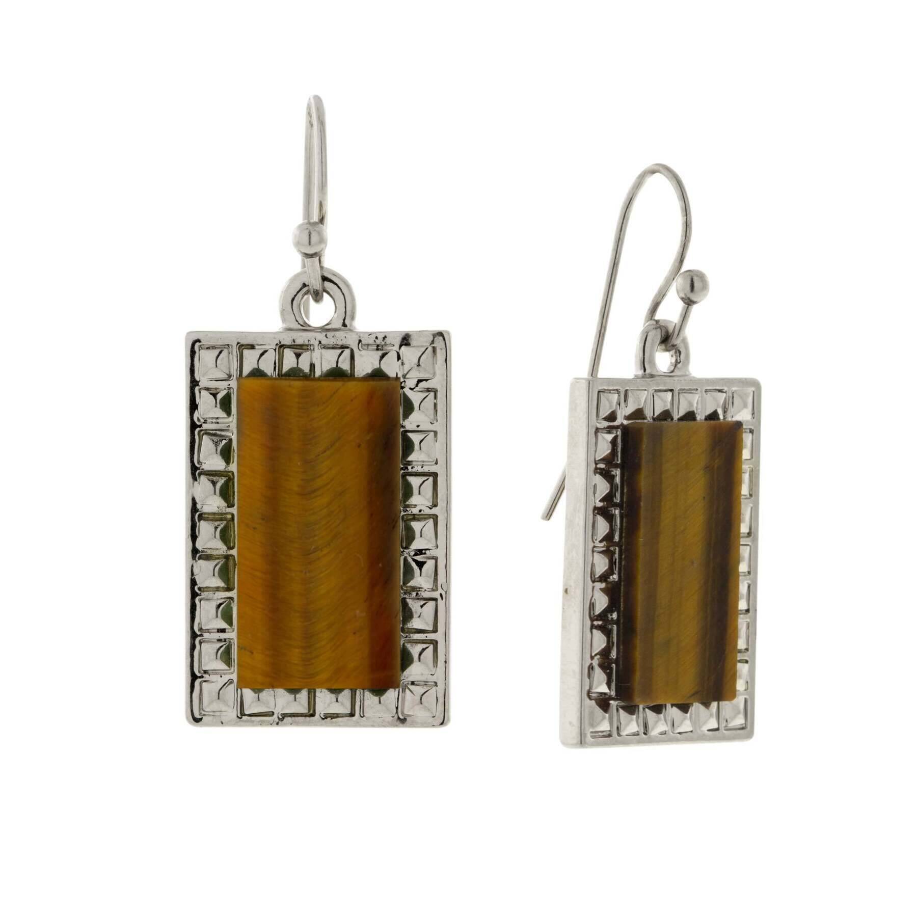 1928 Jewelry Classic Rectangle Gemstone Drop Earrings for Women - Elegant Dangle Earrings for Party, Wedding & Evening Wear
