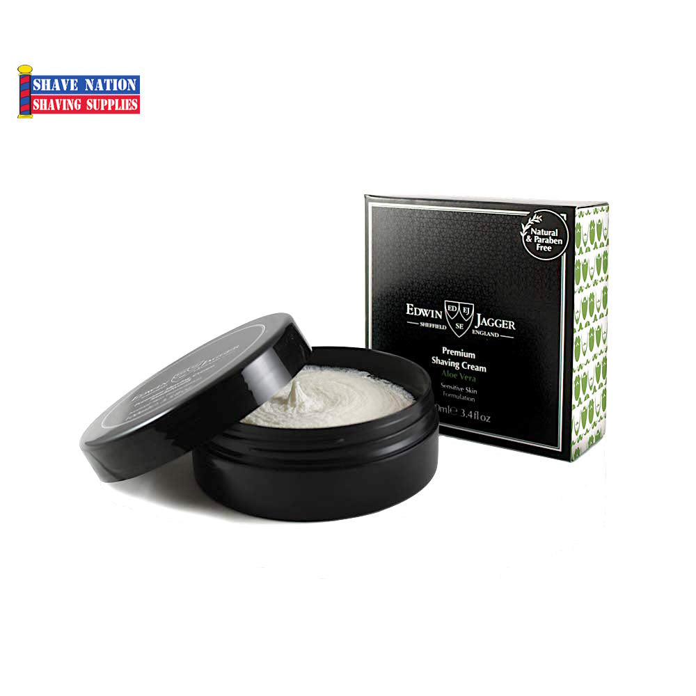 Edwin Jagger Aloe Vera Shaving Cream for Men - Soothing & Moisturizing Shave Gel for Sensitive Skin - Perfect for Daily Shaving & Post-Shave Care