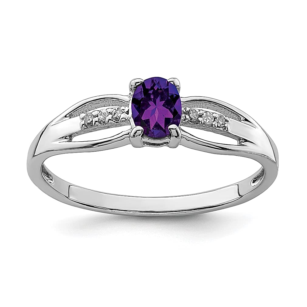 925 Sterling Silver Diamond Amethyst Ring for Women - Elegant Gemstone Fine Jewelry Gift for Her | Perfect for Anniversaries, Birthdays & Special Occasions