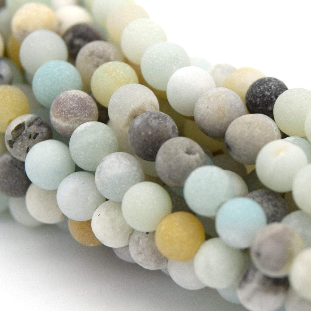 Natural Amazonite Beads - Matte Round 12mm Gemstone Beads for Jewelry Making, DIY Crafts, and Healing Crystal Bracelets