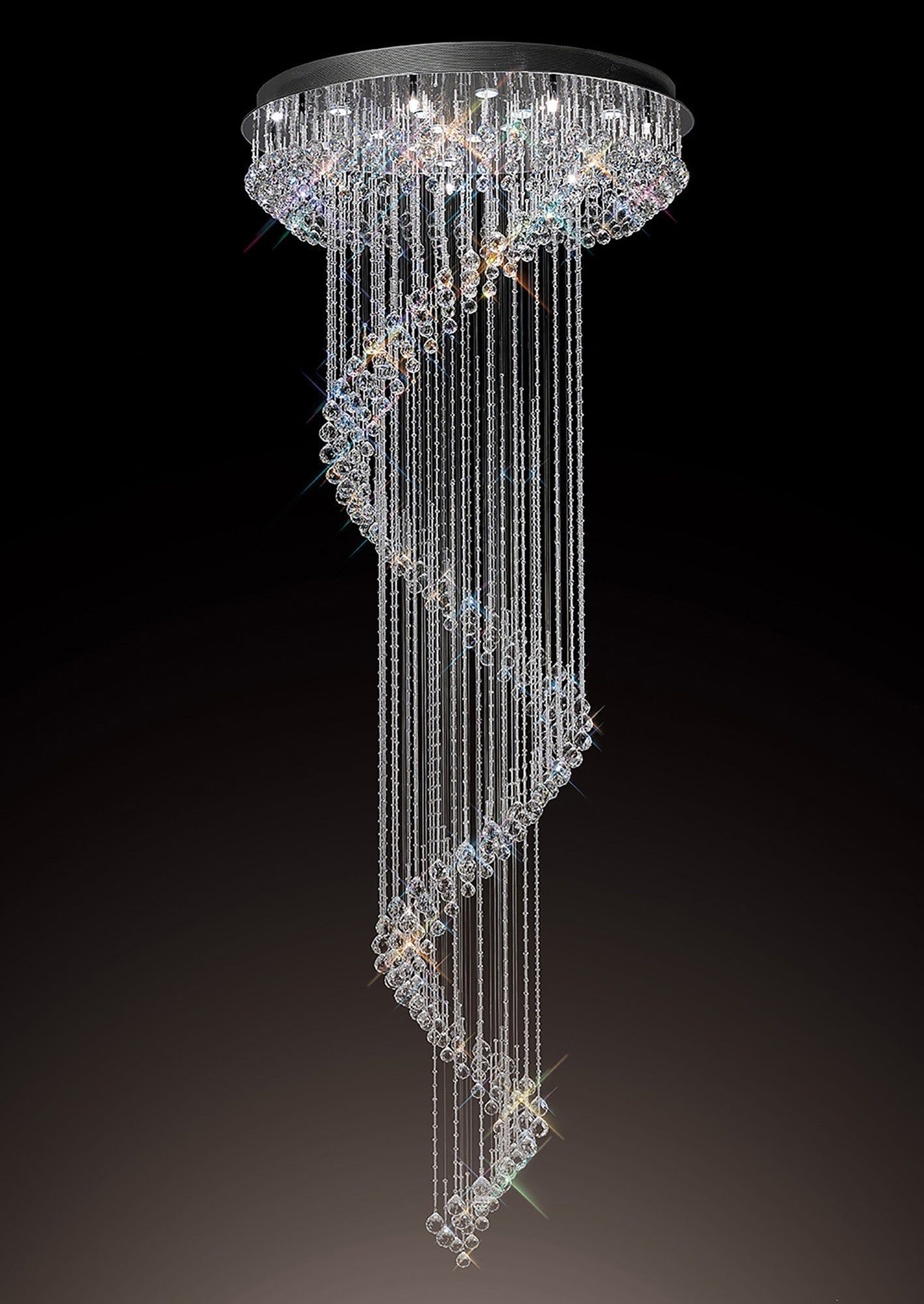 Colorado 9/12/24Lt Crystal Ceiling Light - Polished Chrome & Crystal Finish IP20 - Elegant Lighting for Living Room, Bedroom, or Dining Area