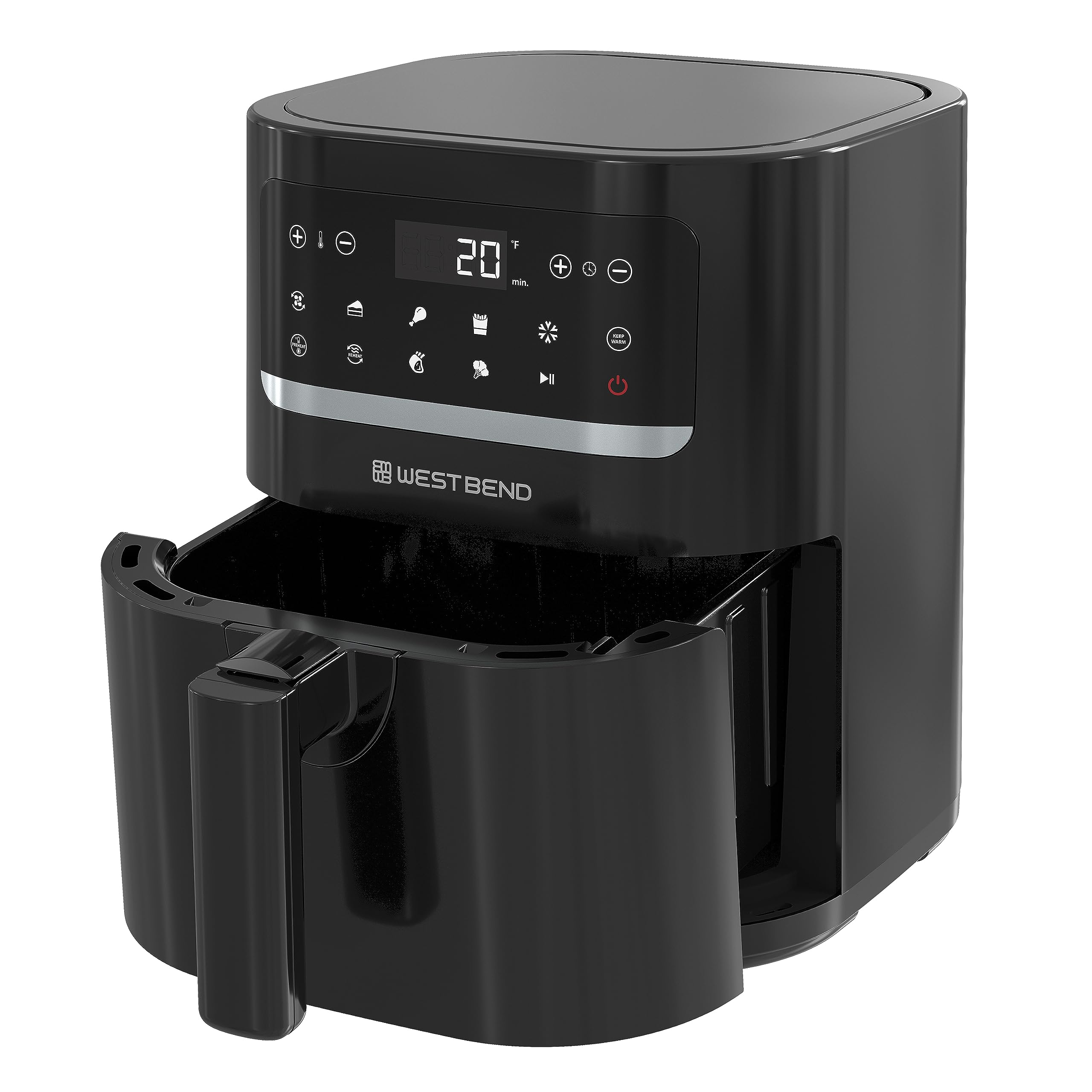 West Bend 5-Quart Digital Air Fryer with 10 Presets - 1500W Nonstick Basket for Healthy Frying, Baking & Roasting - Perfect for Family Meals, Snacks & Meal Prep - Black