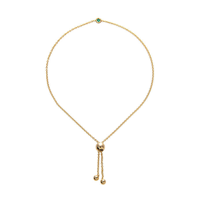 14K Yellow Gold Emerald Bezel Bolo Bracelet for Women - Elegant Adjustable Statement Jewelry for Parties, Weddings & Everyday Wear
