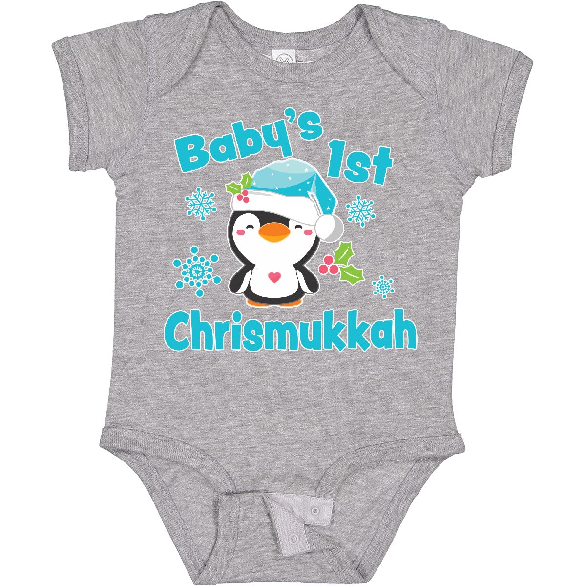 Inktastic Baby's 1st Chrismukkah Bodysuit - Adorable Penguin Design for Infants | Perfect Holiday Gift for Hanukkah & Christmas Celebrations | Soft Cotton Baby Onesie for Newborns & Toddlers