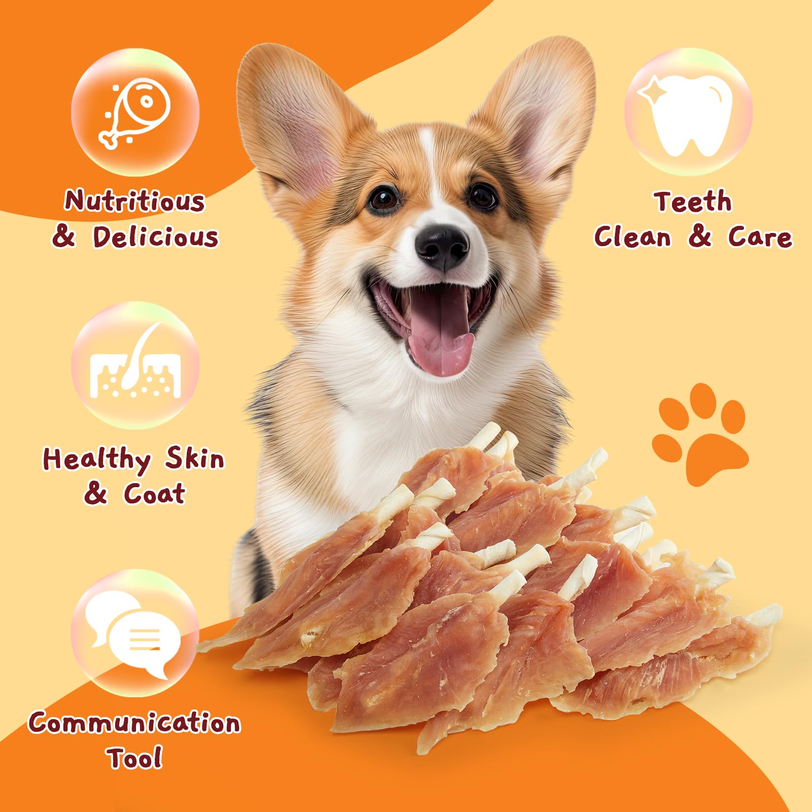Jungle Calling Chicken Jerky Dog Chews - Glucosamine & Chondroitin for Joint Health - Long-Lasting Dental Treats for Active Dogs