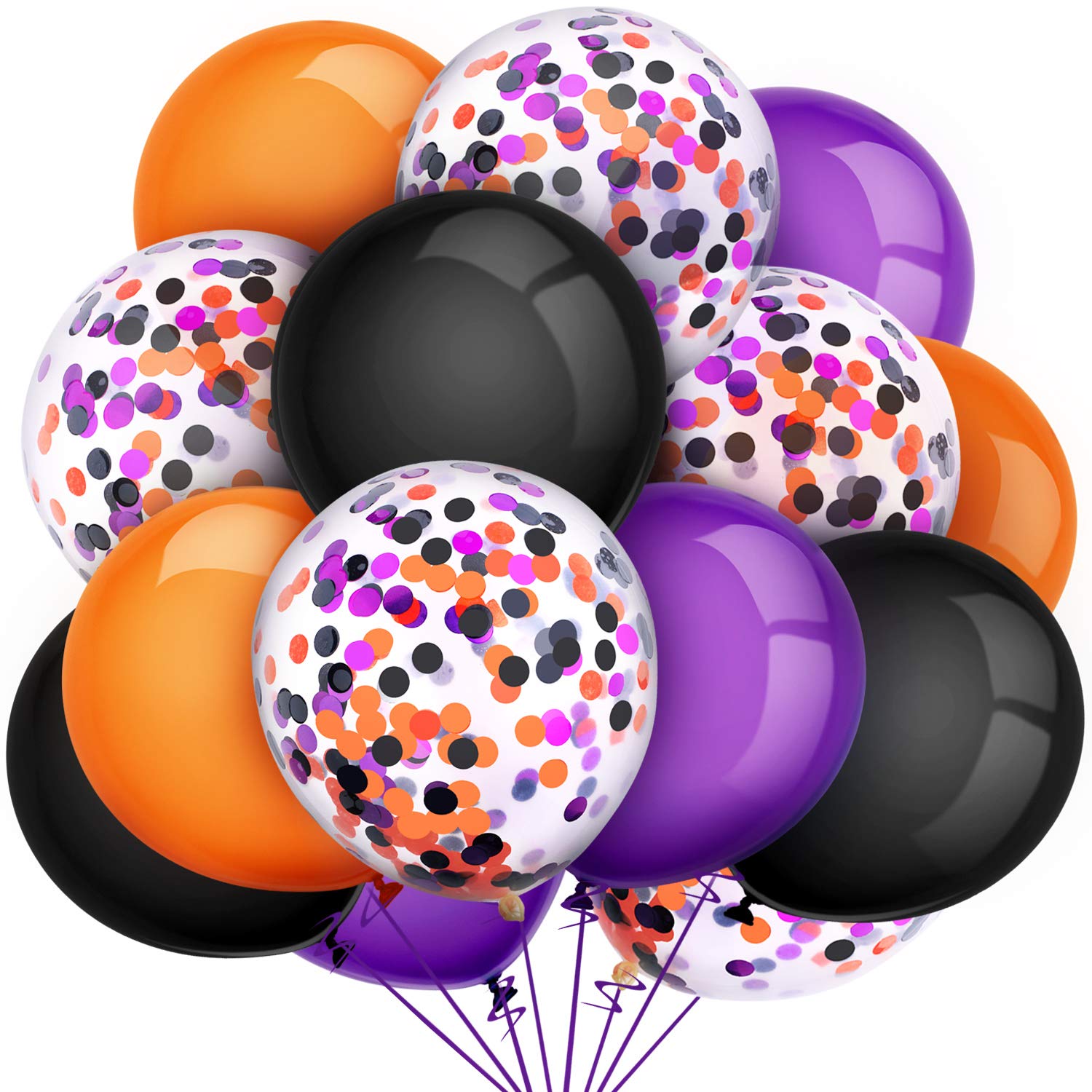 Tatuo 80-Piece Halloween Balloon Set - 12 Inch Confetti Balloons & Latex Balloons for Party Decorations (Black, Orange, Purple) | Perfect for Halloween, Birthday Parties, Baby Showers, Weddings, Graduations & 4th of July Celebrations