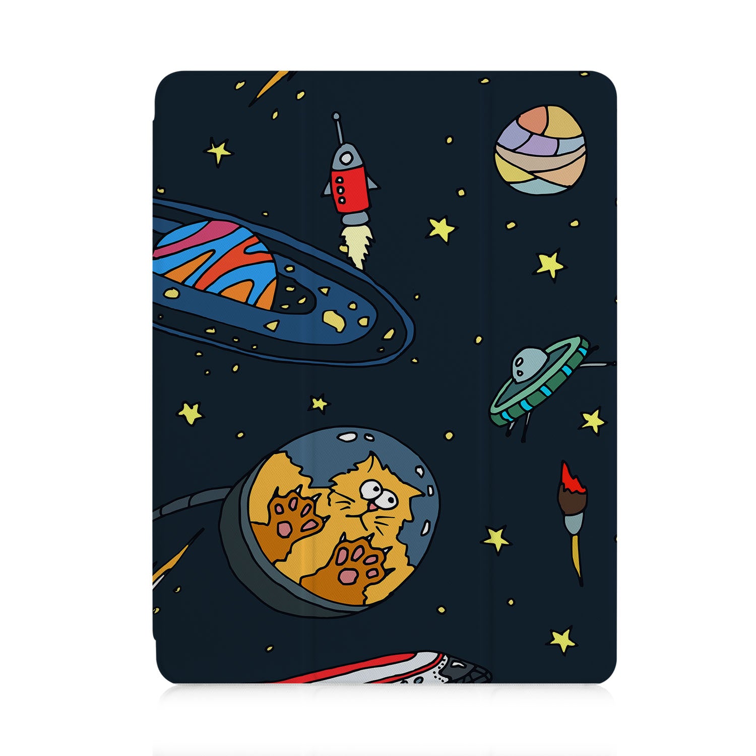 Premium iPad Trifold Case with Astronaut Space Design - Slim Protective Cover for iPad Air/Pro, Perfect for Work, Travel & School Use