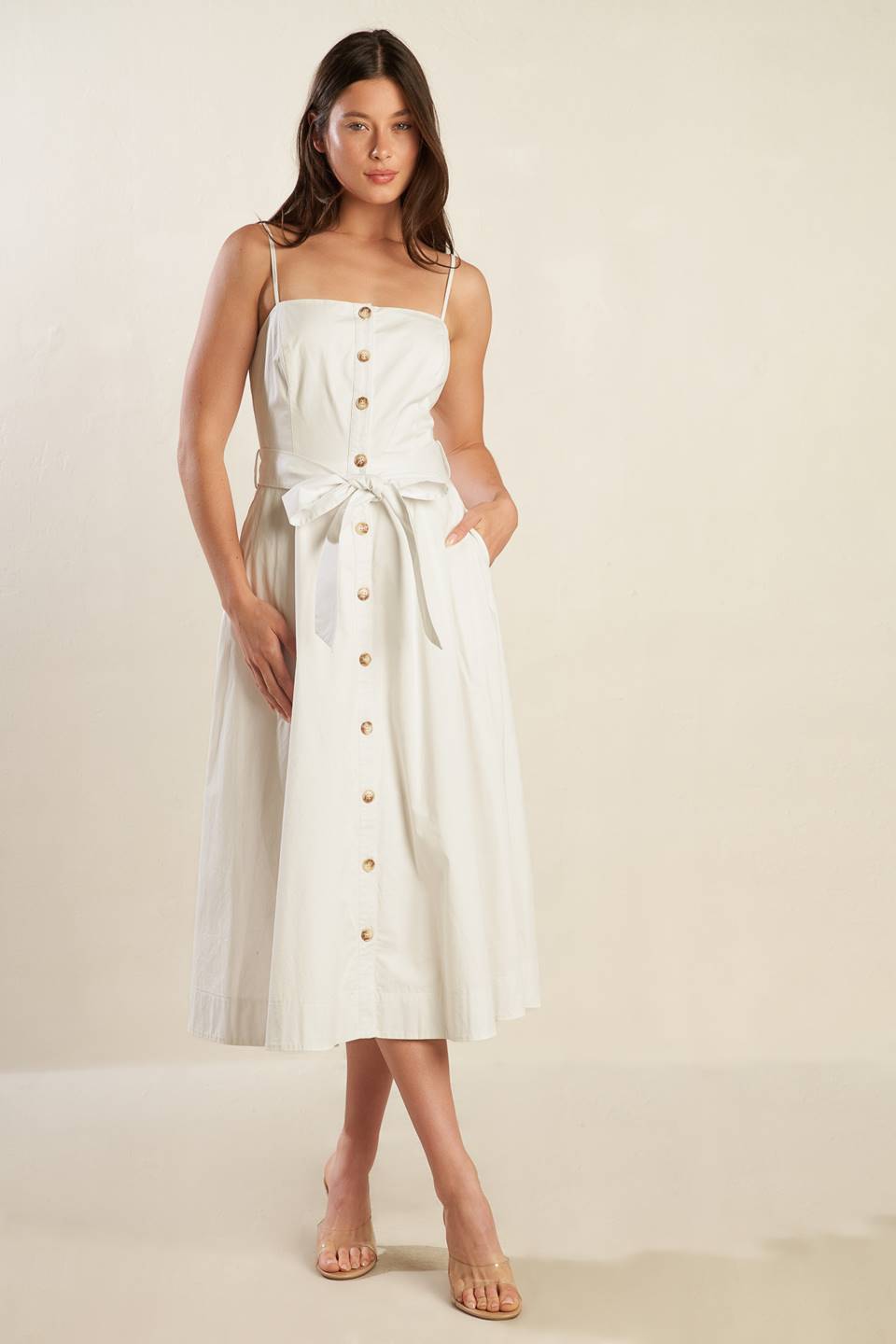 White Woven Midi Dress - Flowy Boho Summer Dress for Women | Perfect for Beach, Picnic & Outdoor Events