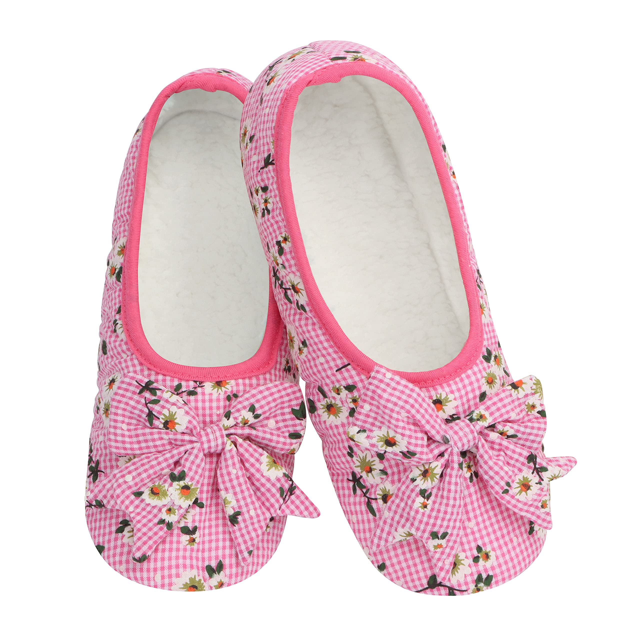 Women's Floral Seersucker Slipper Socks - Non-Slip Fuzzy Slippers for Home & Lounge