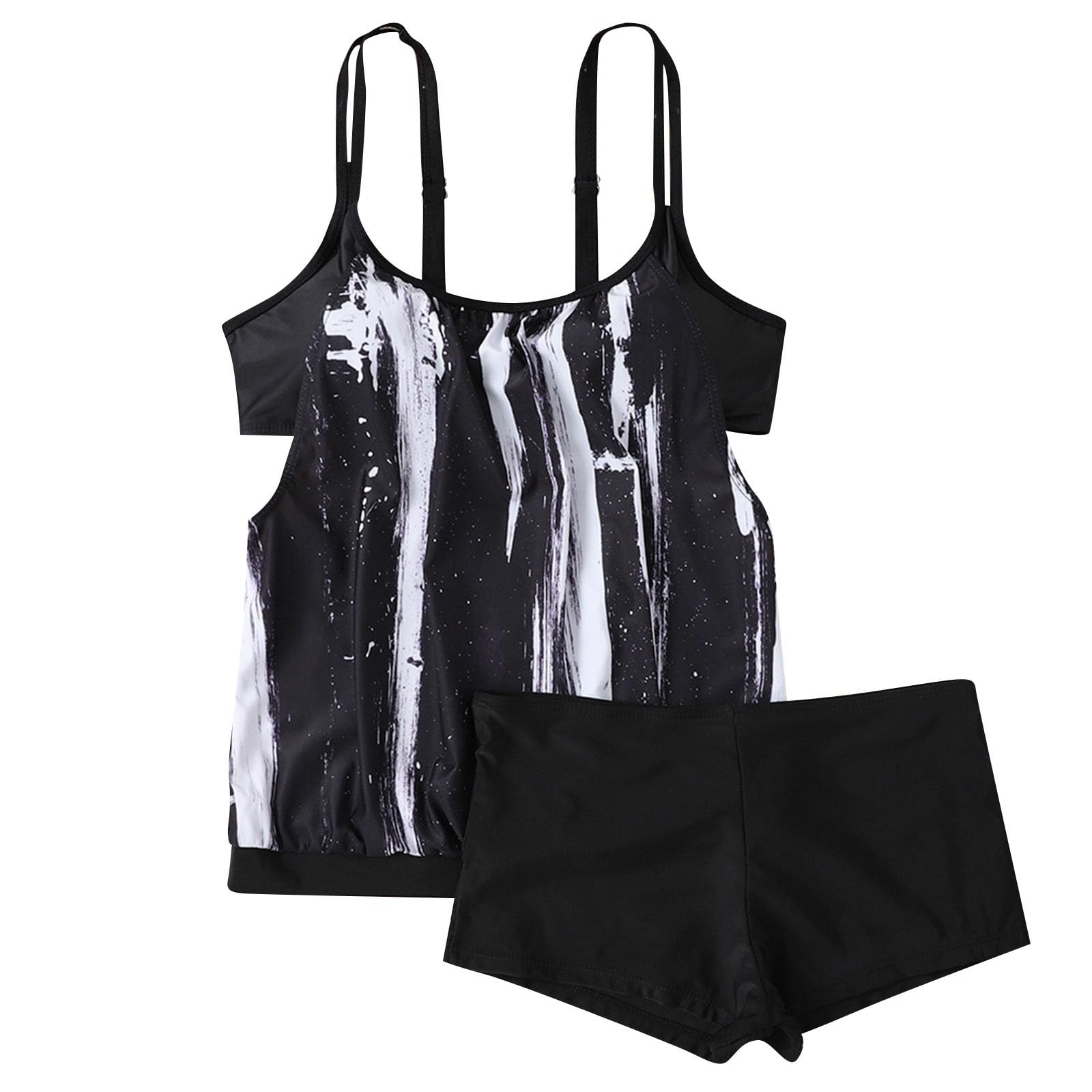 Trendy 2024 Women's Tankini Swimsuits - Floral Print Two Piece Bathing Suit with Sling Swim Top & Boyshorts for Beach, Pool & Summer Vacations