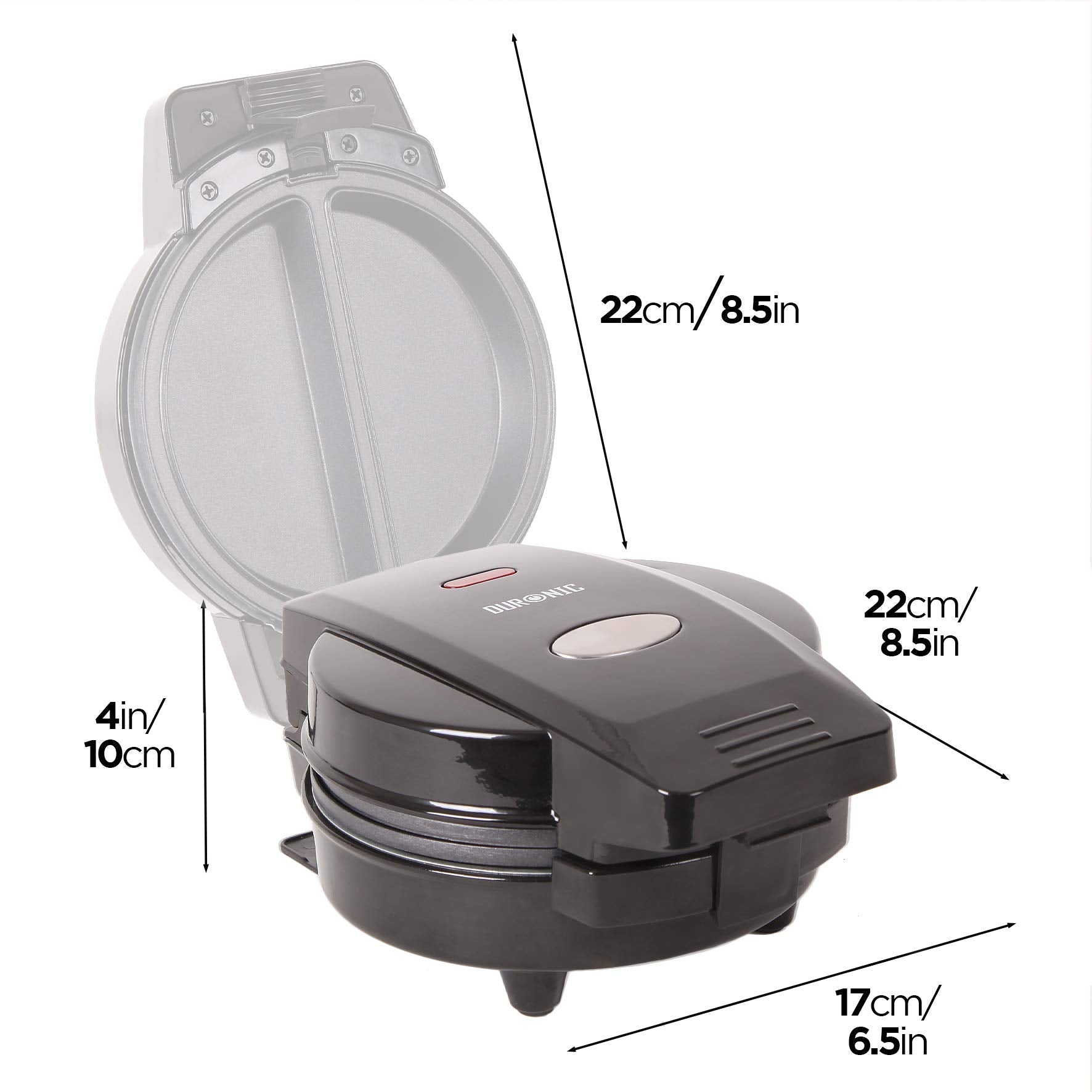 Duronic OM60 Electric Omelette Maker - 600W Dual Non-Stick Egg Cooker with Removable Plates, No Flip Design for Perfect Omelettes & Poached Eggs - Compact Breakfast Machine for Home, Dorm & Office Use