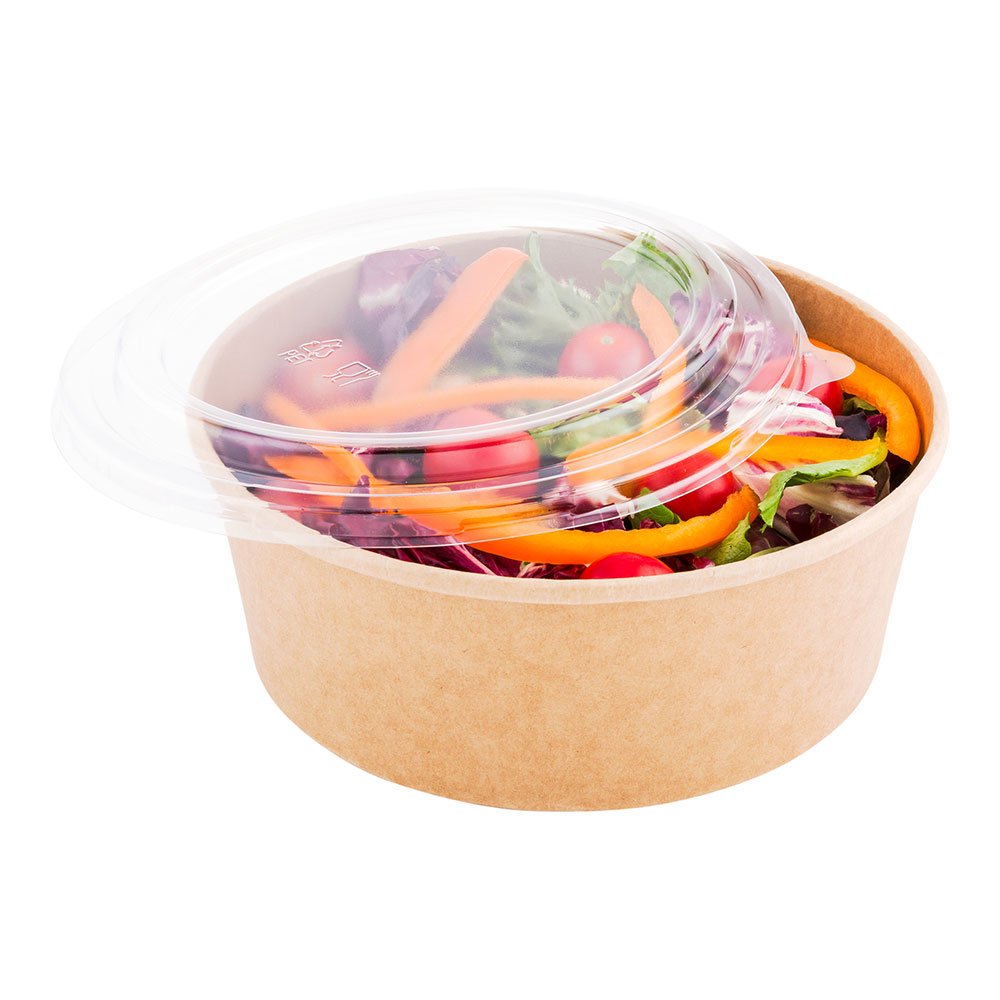 50-Pack Leak-Proof Bio Tek Clear Plastic Lids for 25oz Salad Bowls & Takeout Containers | Disposable Food Storage Lids | Perfect for Restaurants, Meal Prep & Leftovers