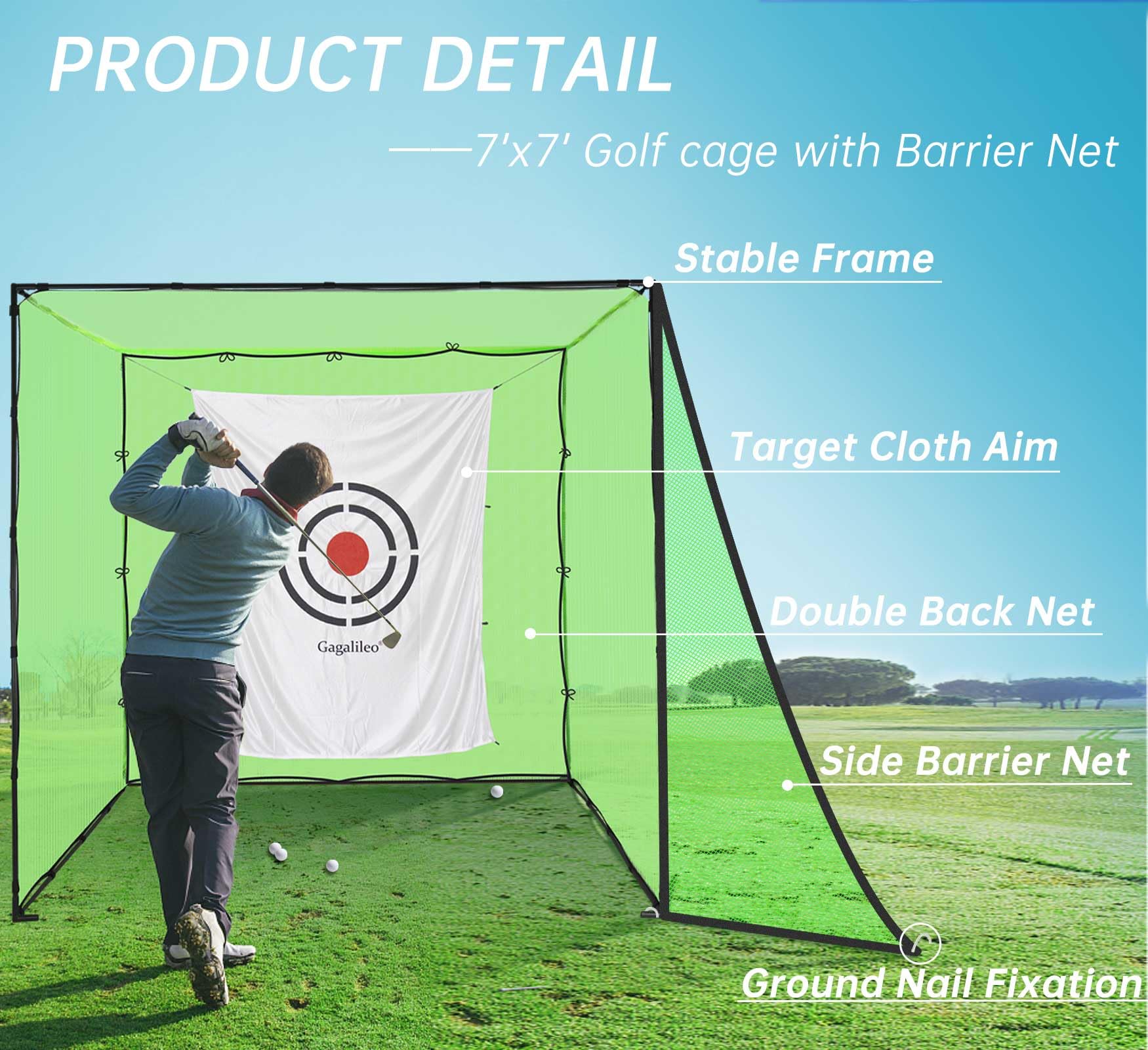 Premium Heavy Duty Golf Practice Hitting Net - Backyard & Indoor Driving Range with Portable Frame | Perfect for Home Training, Backyard Practice & Golf Swing Improvement