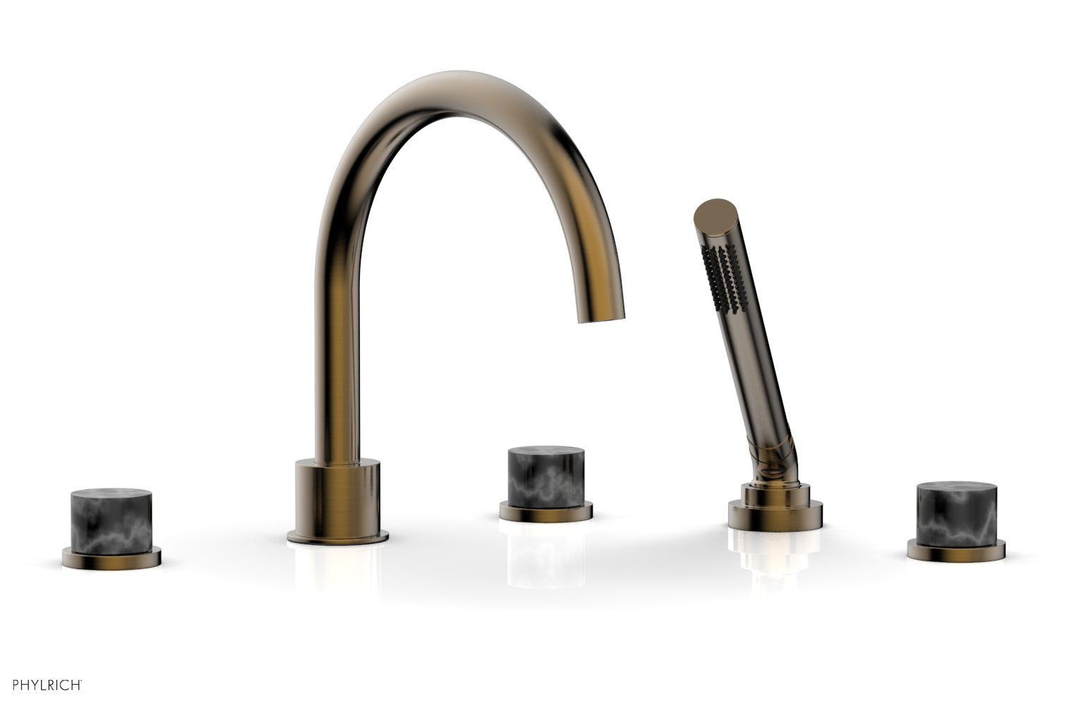 Premium BASIC II Deck Tub Set with Hand Shower - Black Marble Design 230 50 - Perfect for Modern Bathroom Renovation & Spa-Like Relaxation