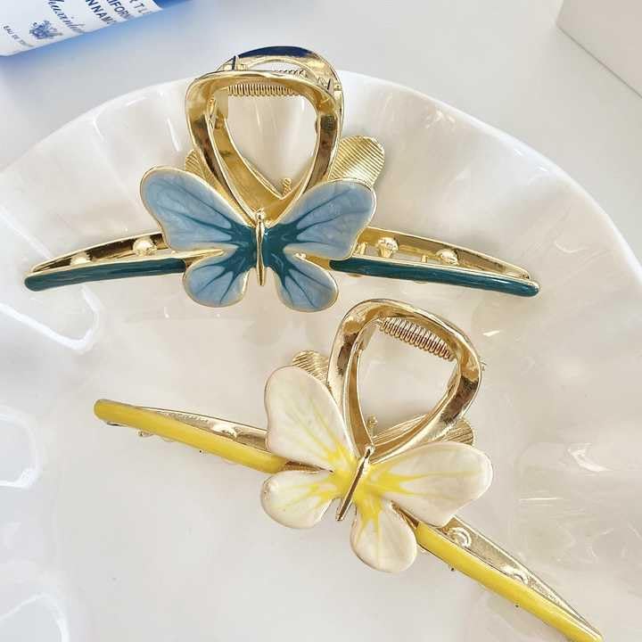 Truvic Large Butterfly Hair Claw Clip for Women & Girls - Enamel Multicolor Hair Clutch (1 Pack, Random Color) | Perfect for Updos, Ponytails & Everyday Hairstyles