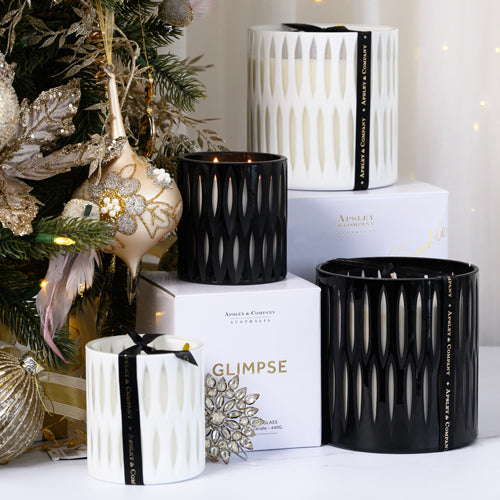 Glimpse Noir Luxury Scented Candle 440g by Apsley and Company - Premium Soy Wax Candle for Home Decor, Romantic Dinner & Relaxation