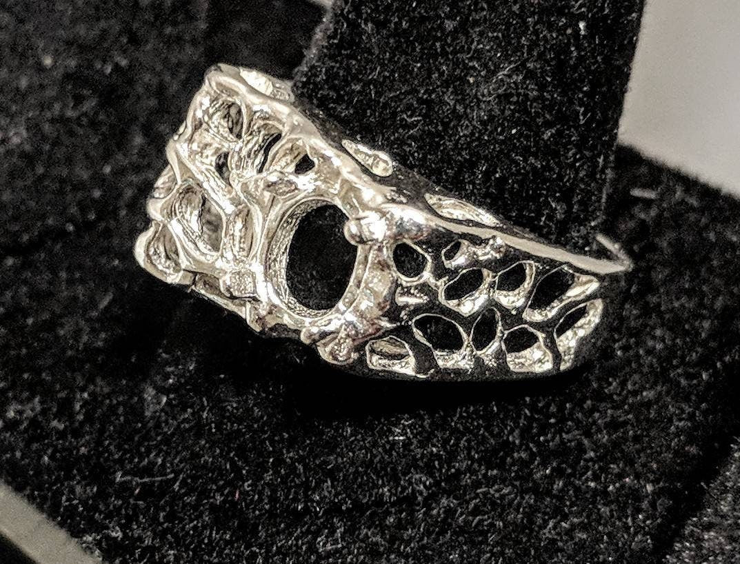 10K Gold or Sterling Silver Men's 8x6mm Oval Mesh Freeform Blank Ring - Sizes 9 & 11 (Setting 163 299/143 299) - Perfect for Weddings, Engagements & Everyday Wear
