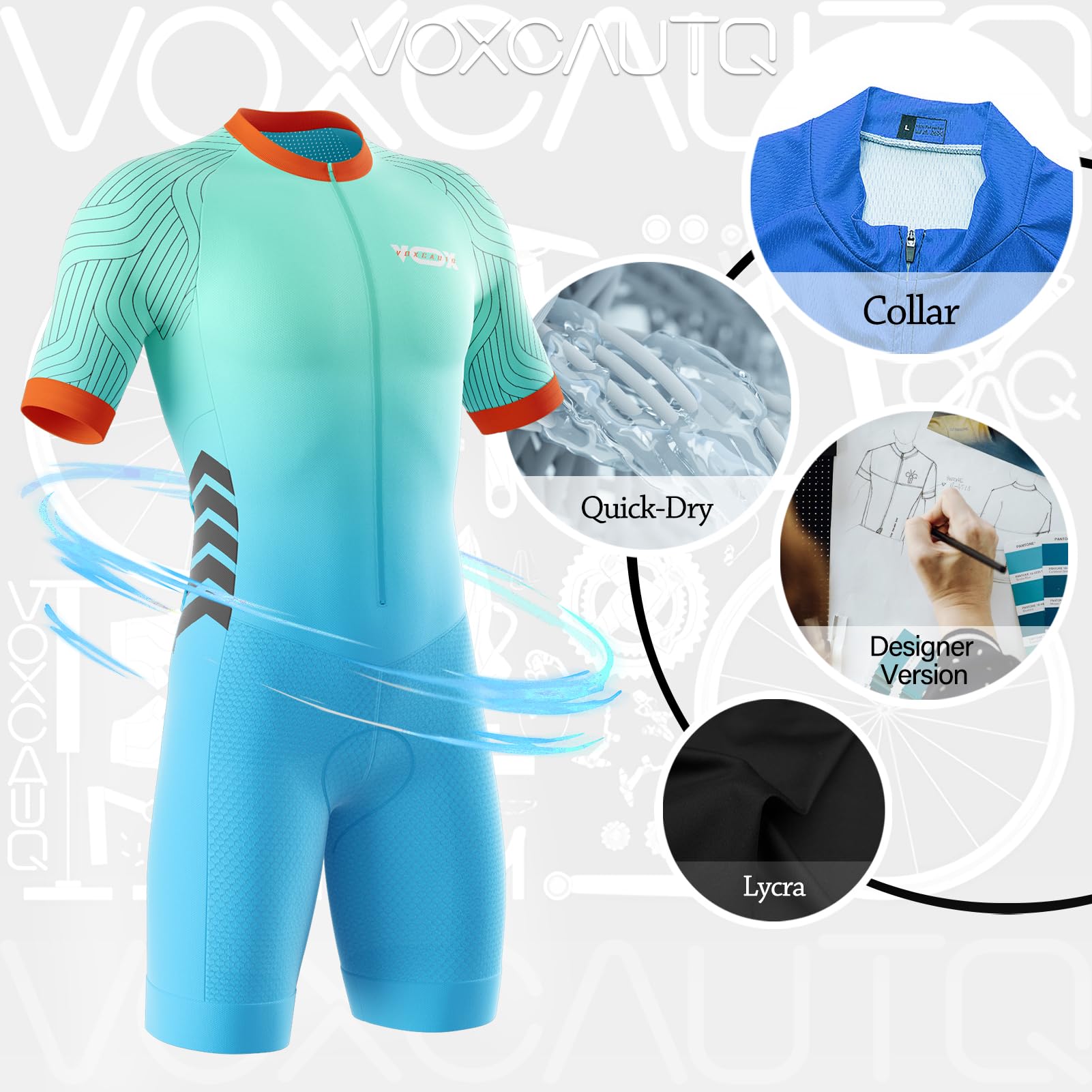 Men's Triathlon Suit - Breathable Cycling Skinsuit for Swimming, Biking & Running - High-Performance Trisuit for Triathletes - Ideal for Competitions & Training