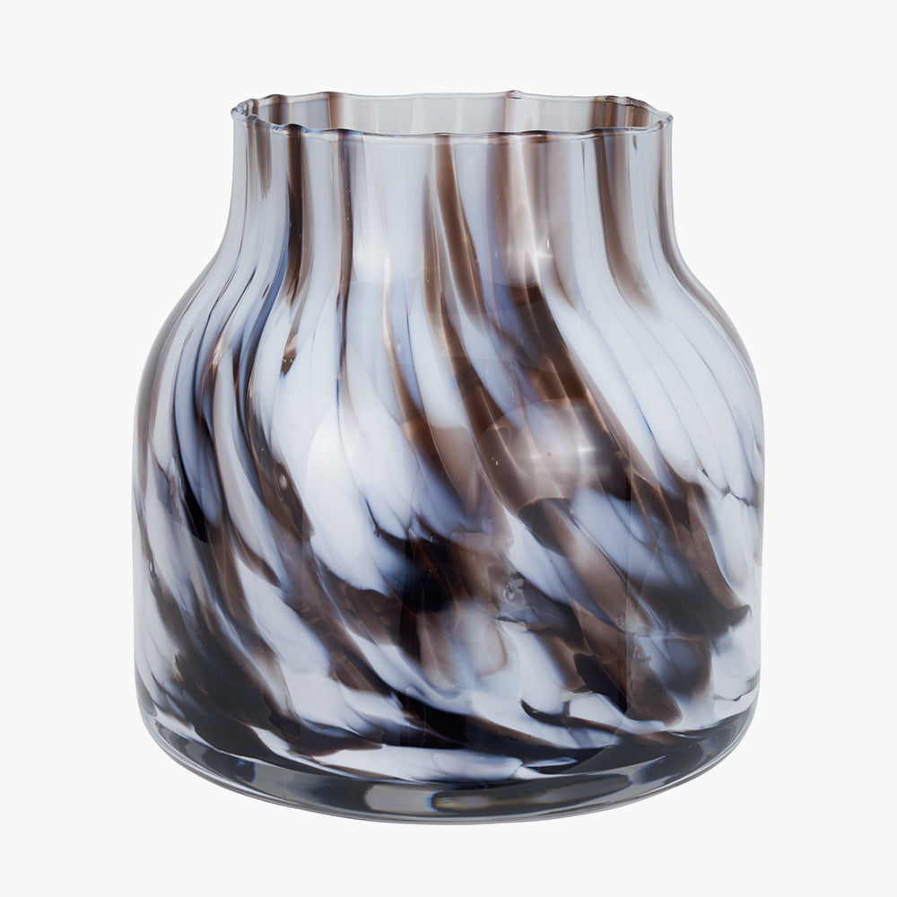 Brown and White Tortoiseshell Glass Vase - Small & Large Sizes - Elegant Home Decor for Centerpieces, Wedding Decorations & Living Room Accents
