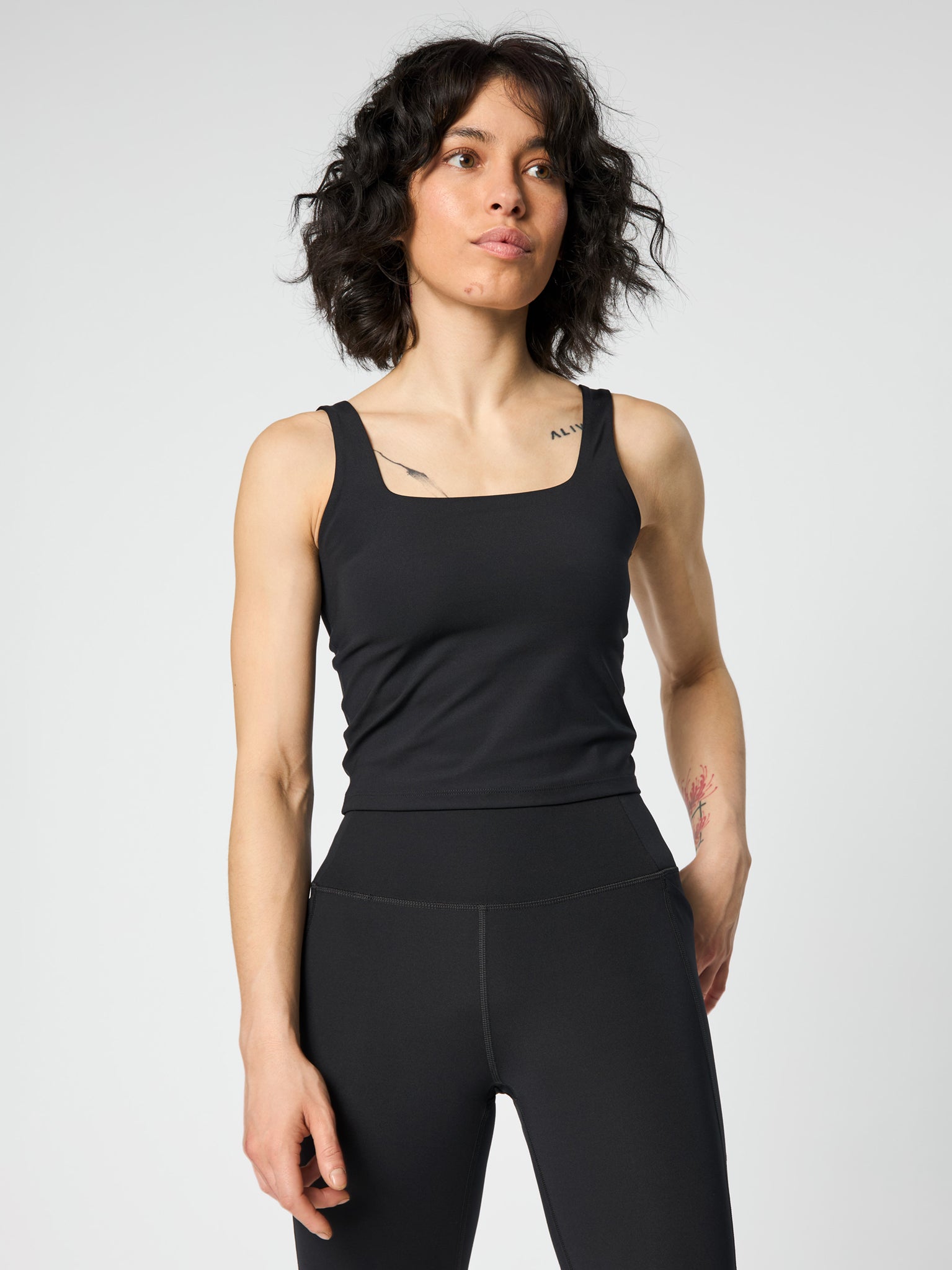Girlfriend Collective Tommy Square Tank Top - Black | Women's Workout & Yoga Apparel for Gym & Casual Wear