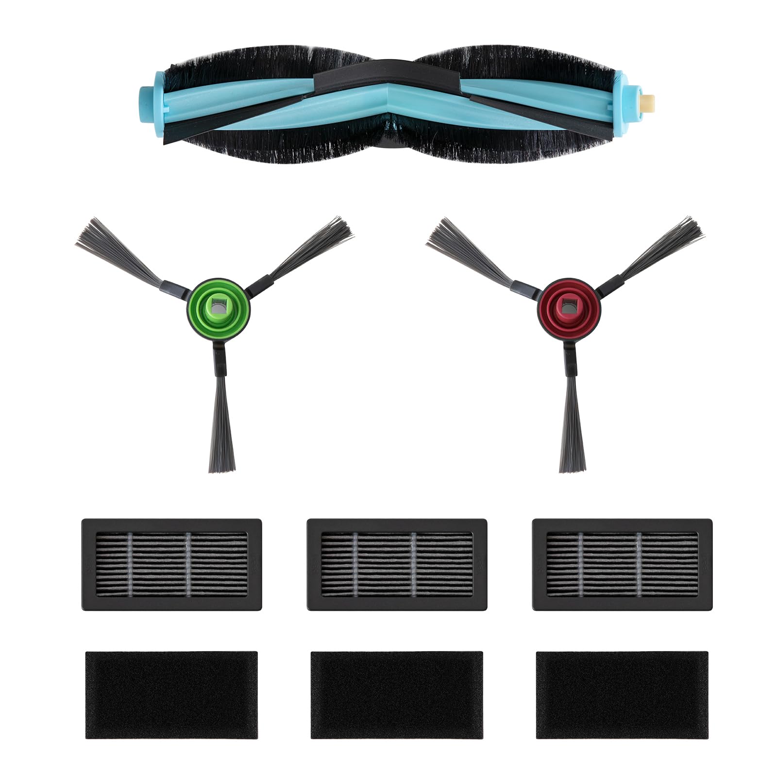 Yeedi Cube Robot Vacuum Replacement Kit - 2 Side Brushes, 1 Main Brush & 4 HEPA Filters - Compatible with Yeedi Cube Series - Perfect for Pet Hair, Hardwood Floors & Daily Cleaning