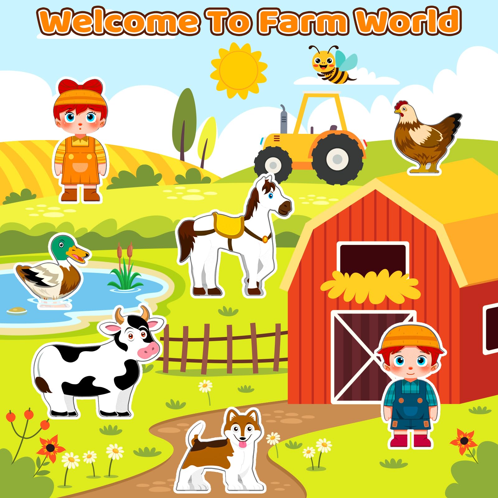 Magnetic Building Blocks Set with Farm Animals - STEM Educational Toys for Kids Ages 3-7 | Perfect for Preschool Learning, Classroom Activities & Creative Play at Home