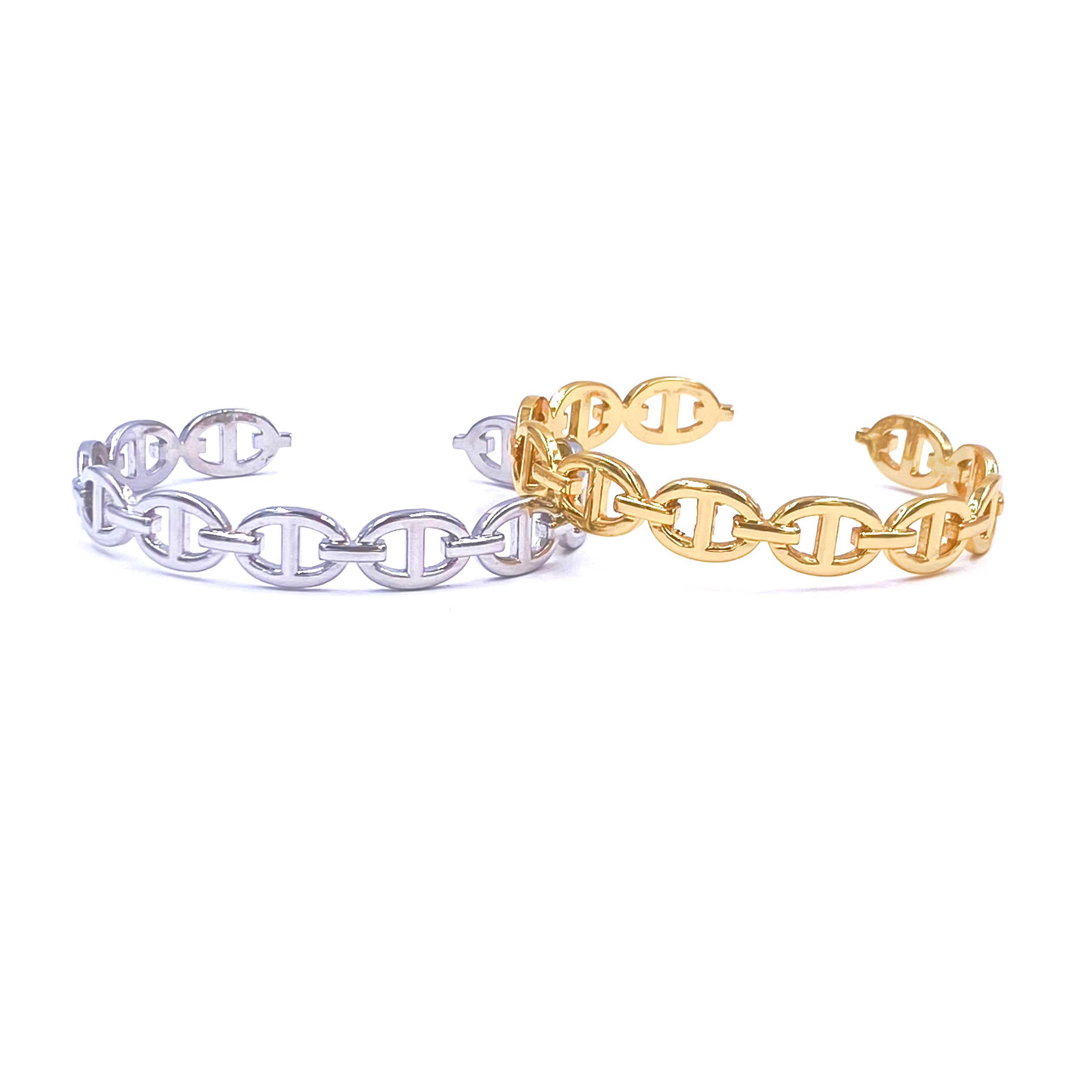 Ashley Gold Stainless Steel Open Bangle Bracelet for Women - Elegant Adjustable Cuff for Everyday Wear & Special Occasions