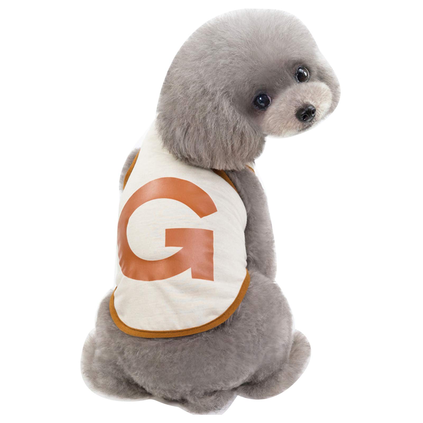 SONGBIRDTH Dog Shirt - Summer Breathable Fashionable Letter G Printed Pet Vest for Small & Medium Dogs | Perfect for Outdoor Walks, Beach Trips & Photo Shoots