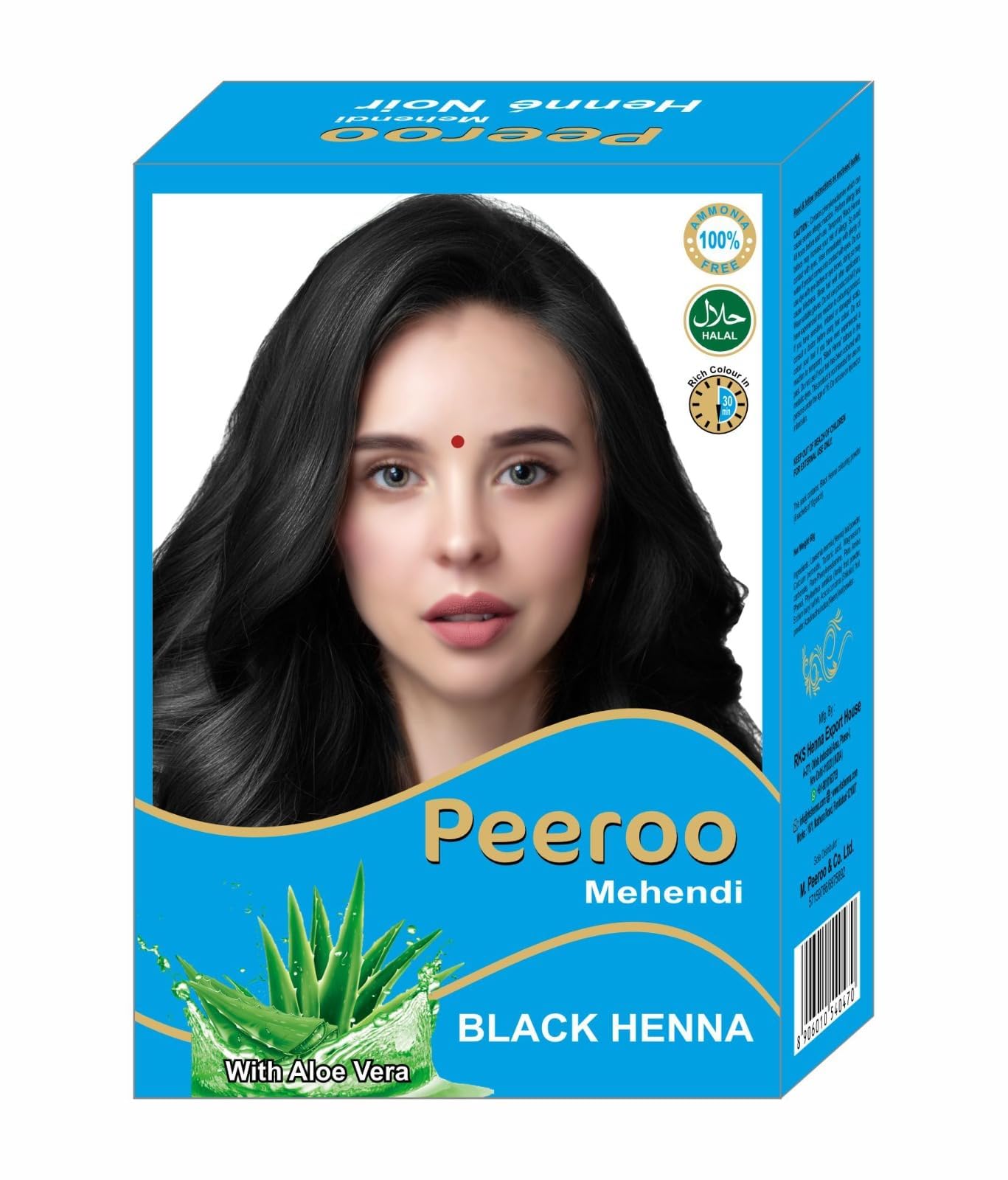 RKS Natural Peeroo Herbal Hair Color Powder for Women - 100% Pure, Ammonia-Free Black Hair Dye with Henna | 60g (Pack of 2) | Safe Gray Coverage & Natural Hair Conditioning for Daily Use or Special Occasions