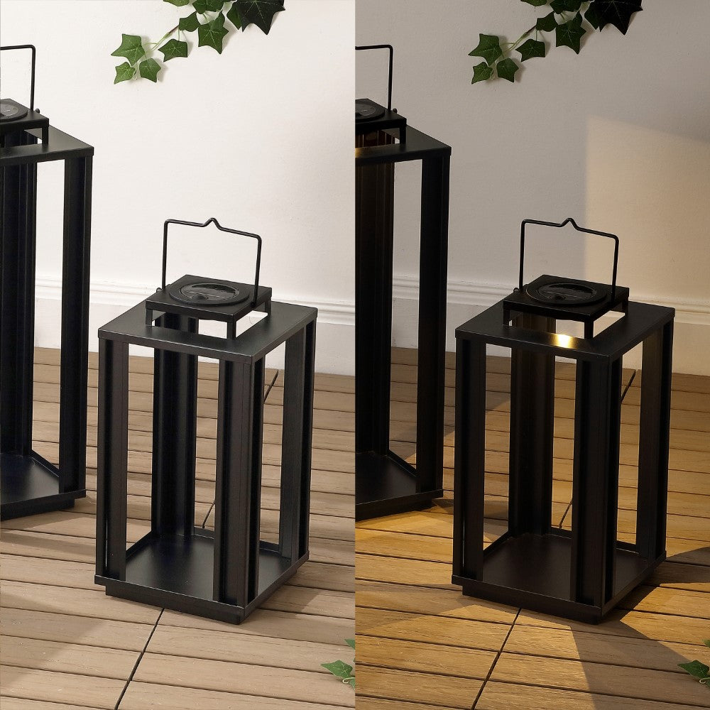Modern Industrial LED Solar Lanterns - Indoor/Outdoor Solar Powered Lights for Patio, Garden, Pathway & Backyard Decor