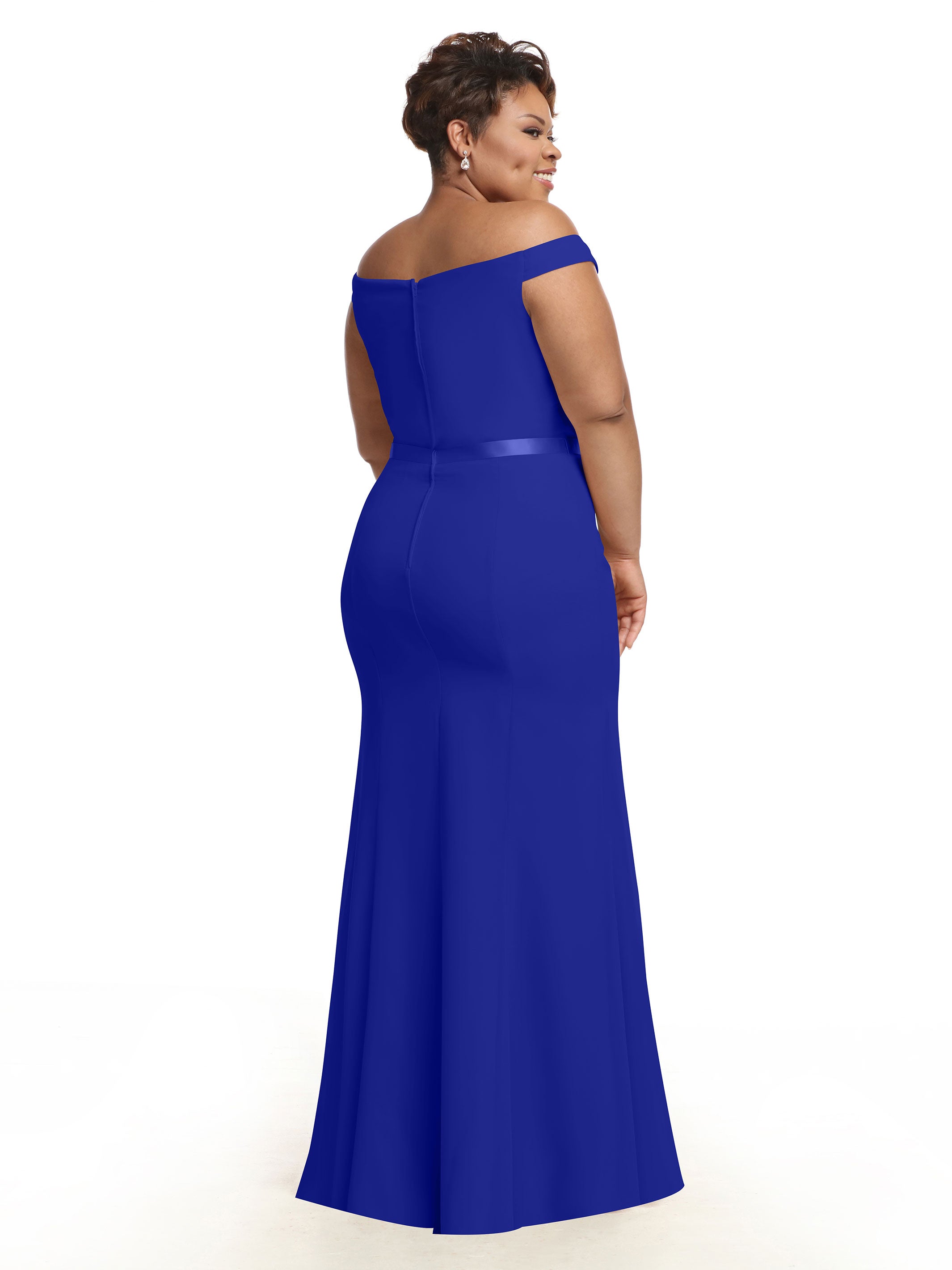 Elegant Off-The-Shoulder Chiffon Bridesmaid Dress with Ribbon Belt - A-Line Fit & Flare Design for Weddings, Parties & Special Occasions