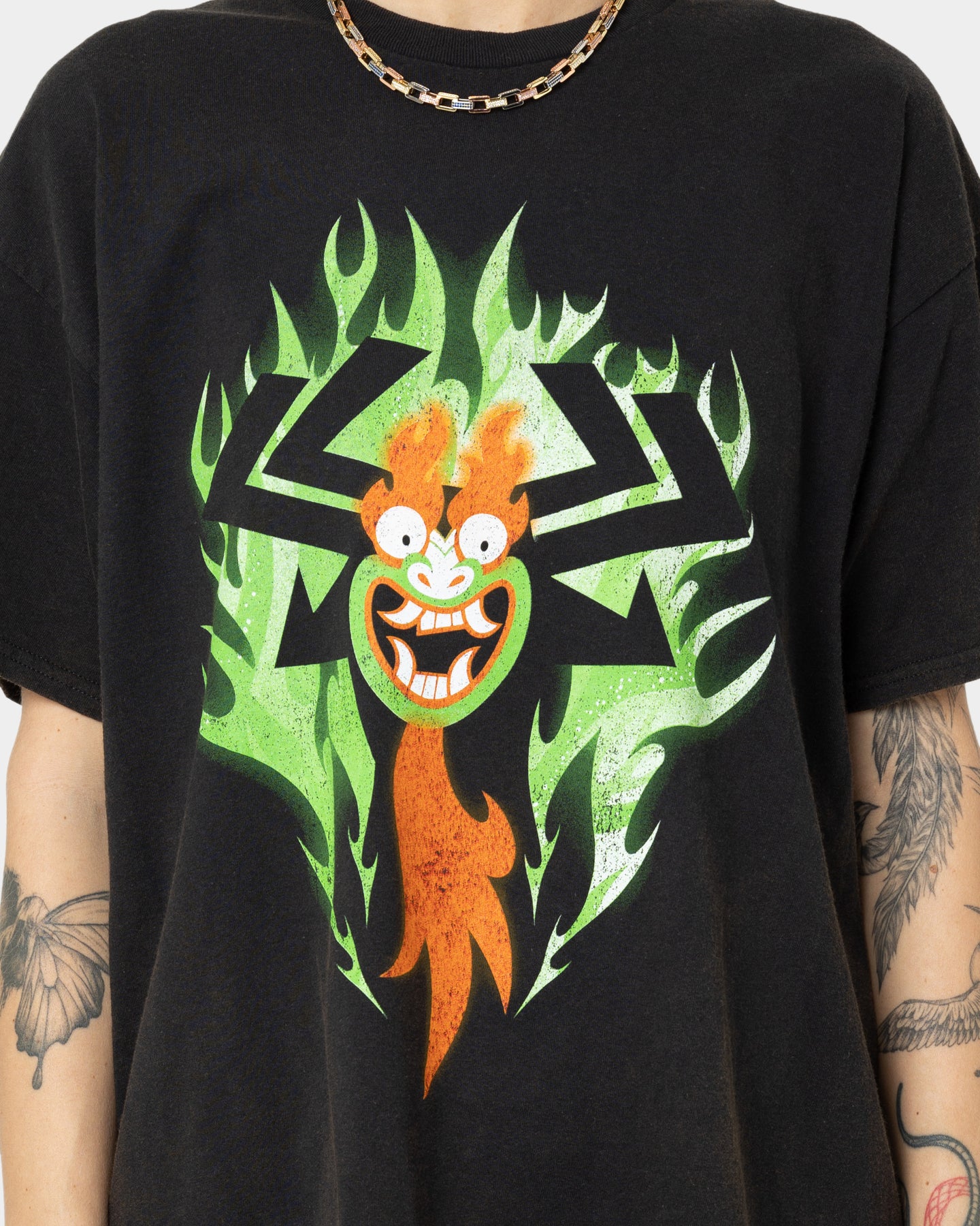 Samurai Jack Aku Graphic T-Shirt - Black Vintage Wash - Anime Cartoon Tee for Men & Women - Perfect for Cosplay, Casual Wear, and Anime Fans