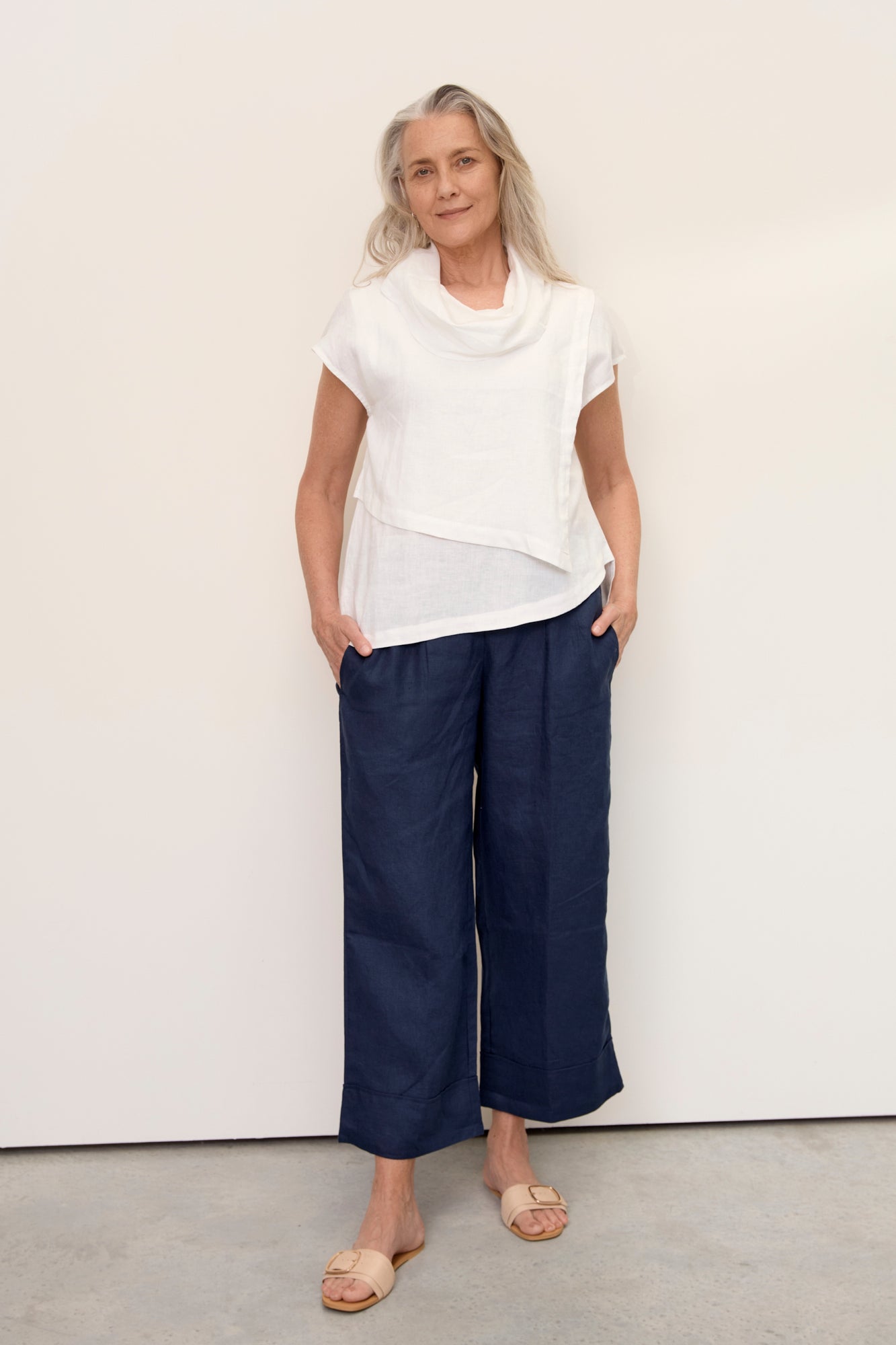 Elegant Hazel Linen Top in Warm White | Soft & Breathable Women's Blouse for Casual Wear, Office & Summer Outfits