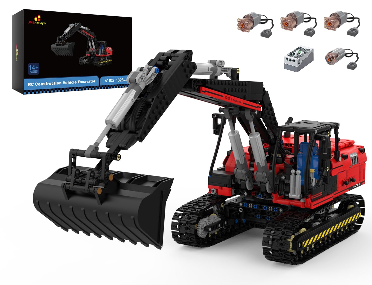 JMBricklayer RC Electric Excavator Building Block Set - Construction Vehicle Model Kit for Adults & Teens 14+, STEM Toy Gift for Engineering Enthusiasts | DIY Project, Home Decoration, Collectible Display