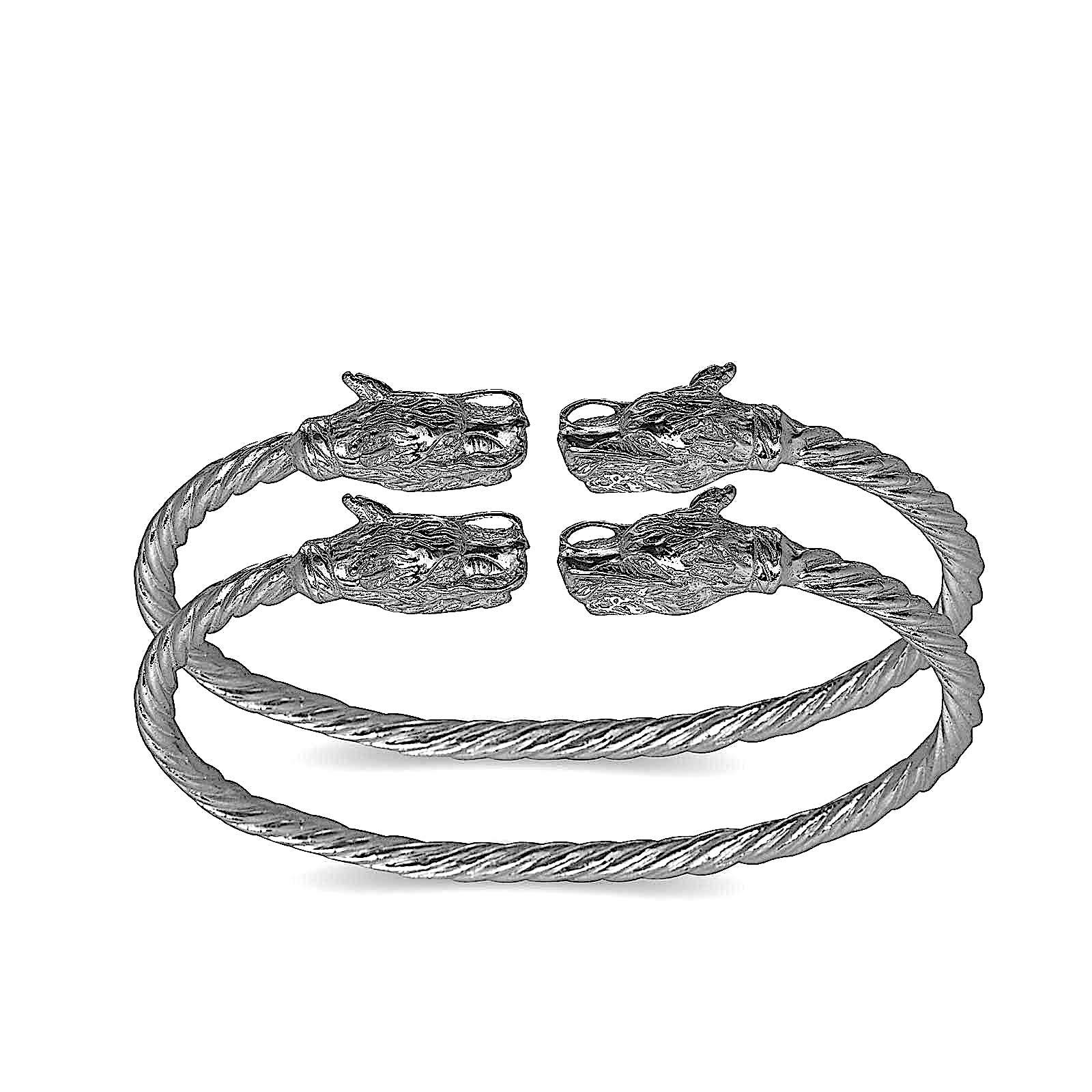 Authentic .925 Sterling Silver Dragon Coiled Rope West Indian Bangles - Handcrafted in USA (Pair) | Perfect for Boho Chic, Festival Jewelry & Caribbean-Inspired Fashion Accessories