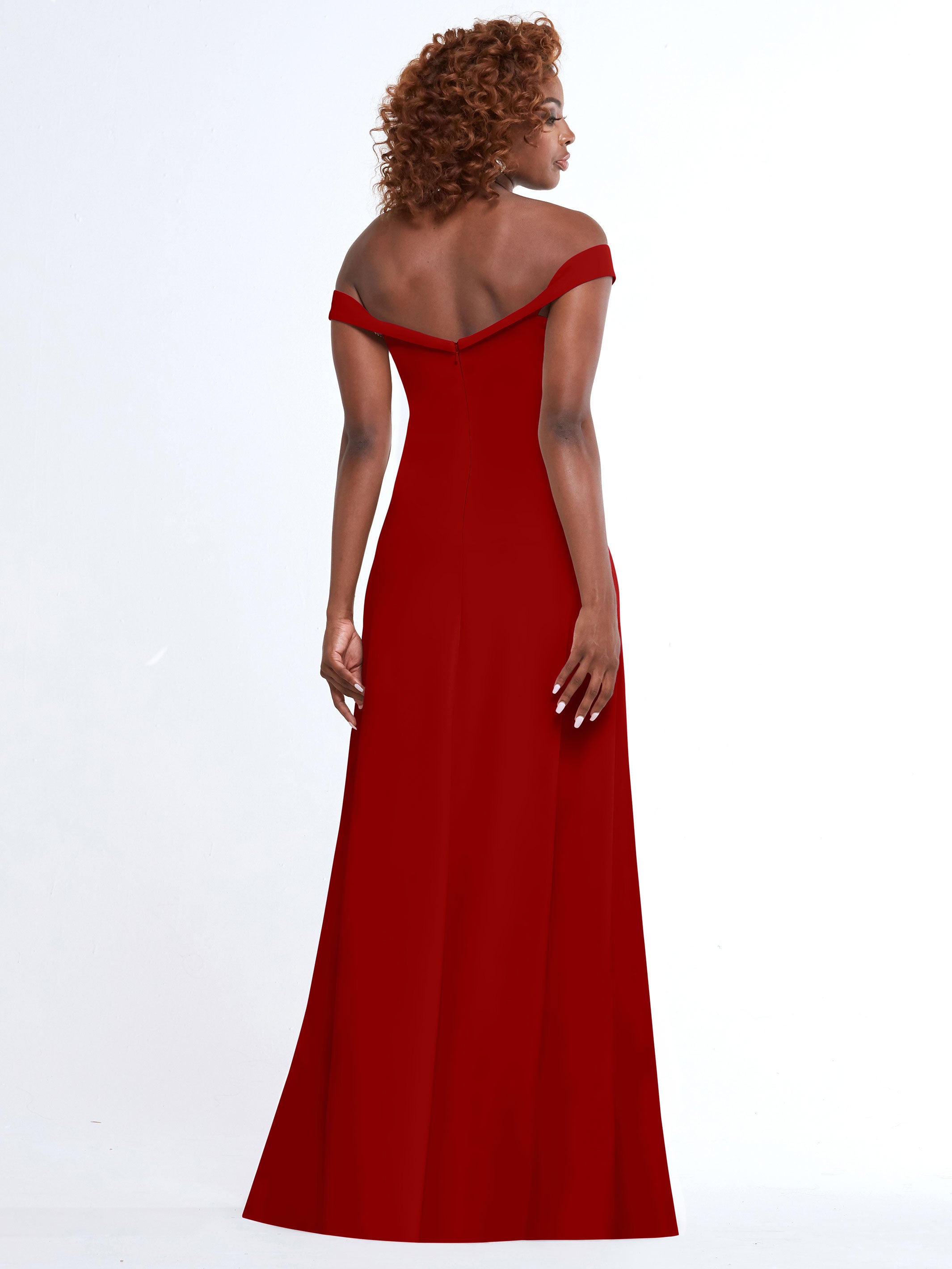 Elegant Off-The-Shoulder Double Knit A-Line Bridesmaid Dress 83050 - Perfect for Weddings, Formal Events & Special Occasions