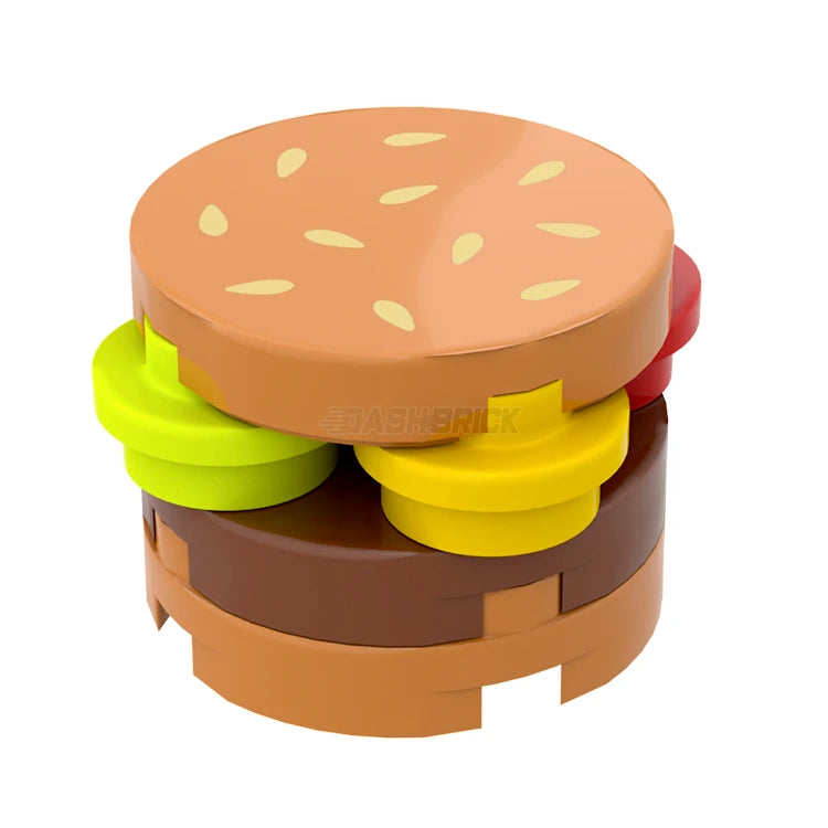 LEGO Burger Building Blocks - Sesame Bun, Patty & Salad MiniMOC Set for Kids & Collectors | Creative Play, DIY Food Models & Home Decor
